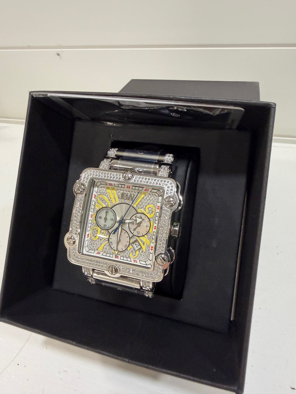 JBW Phantom Silver-tone Chronograph Crystal Dial Silver-tone Steel Diamond Men's Watch