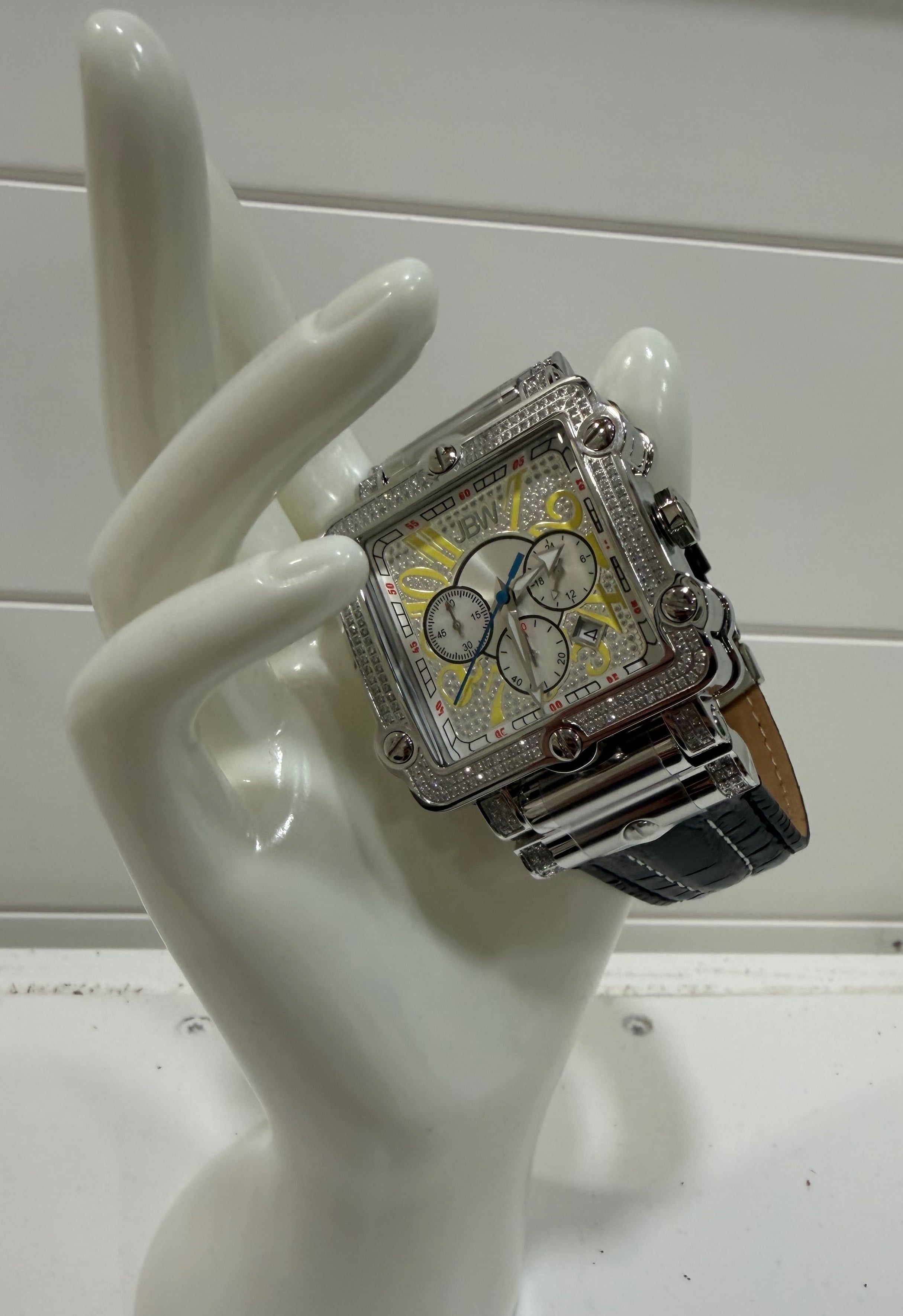 JBW Phantom Silver-tone Chronograph Crystal Dial Silver-tone Steel Diamond Men's Watch