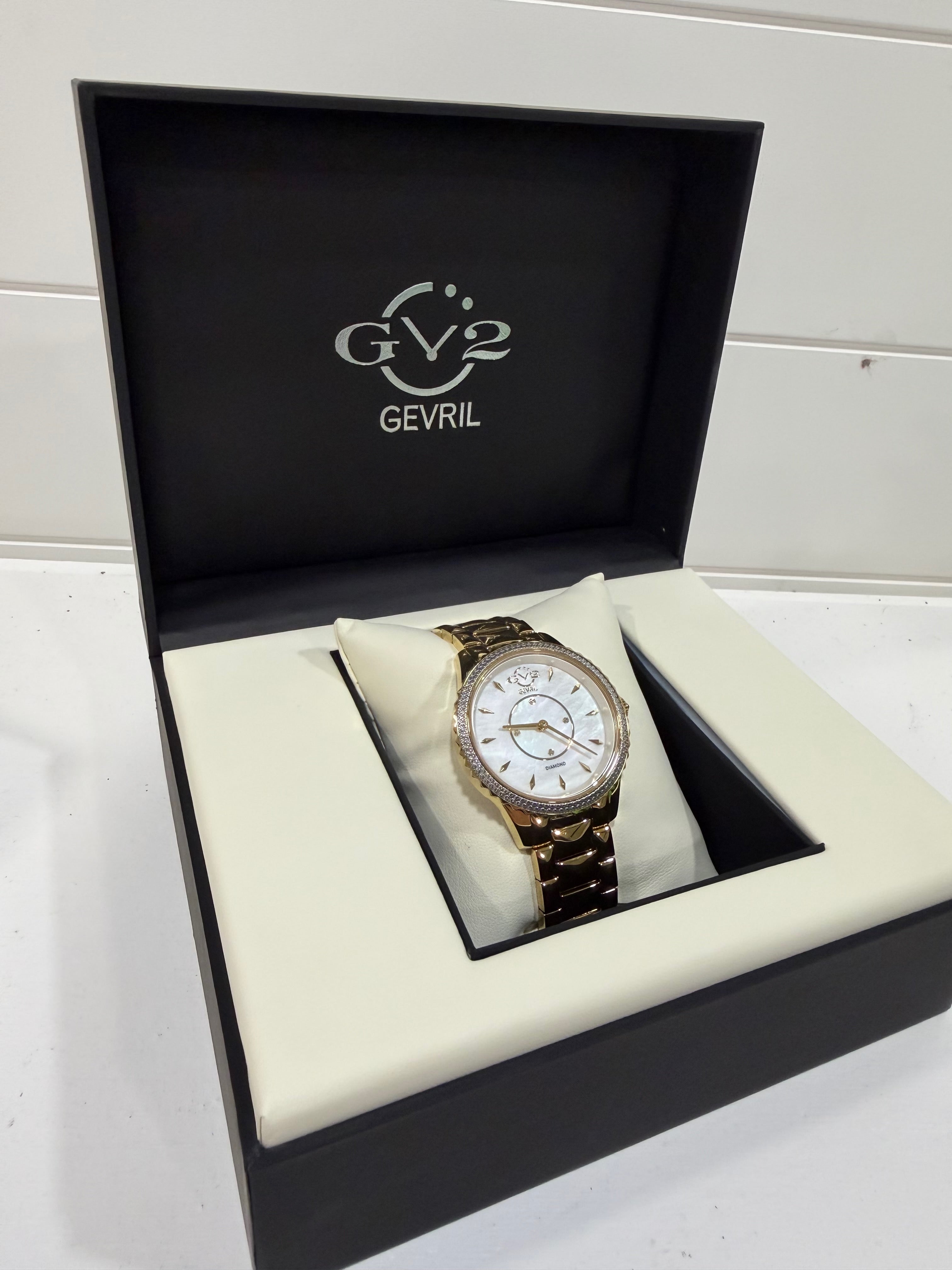 GV2 Gevril Women's Siena Swiss Quartz Ion Plating Gold-Tone Bracelet Watch 38mm