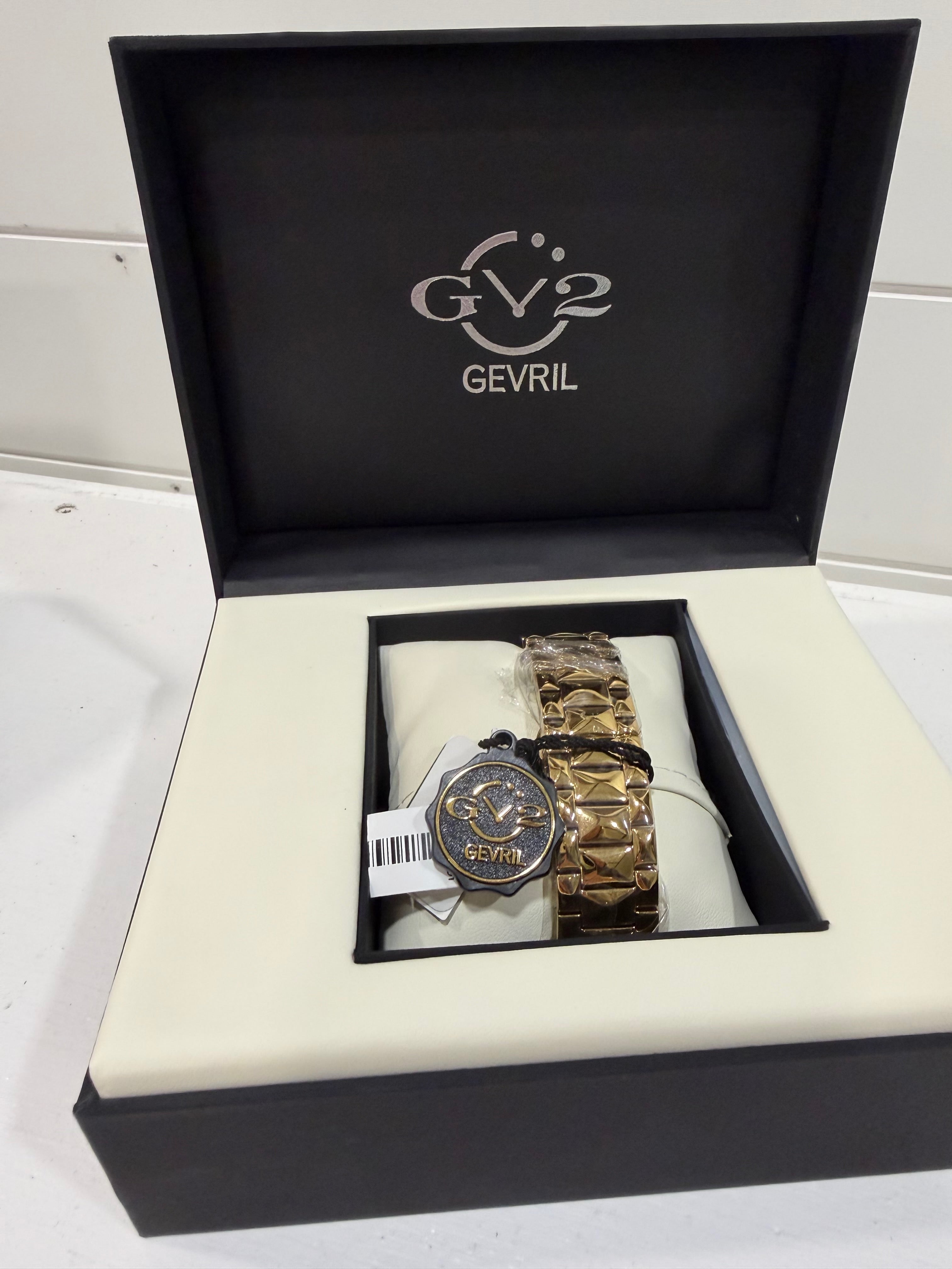 GV2 Gevril Women's Siena Swiss Quartz Ion Plating Gold-Tone Bracelet Watch 38mm