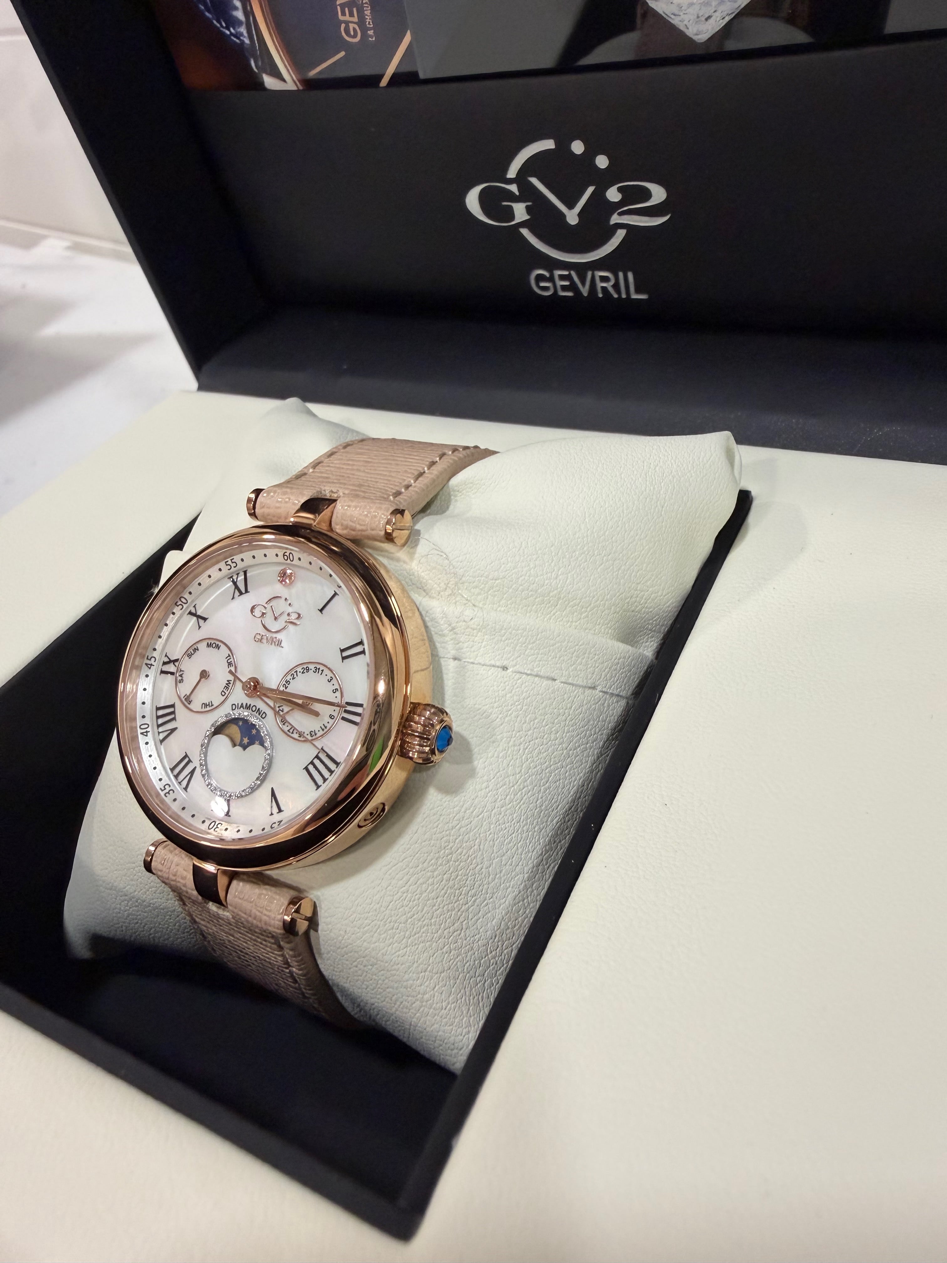 Florence Mother of Pearl Dial Diamond Leather Strap Watch, 36mm - 0.009ct.