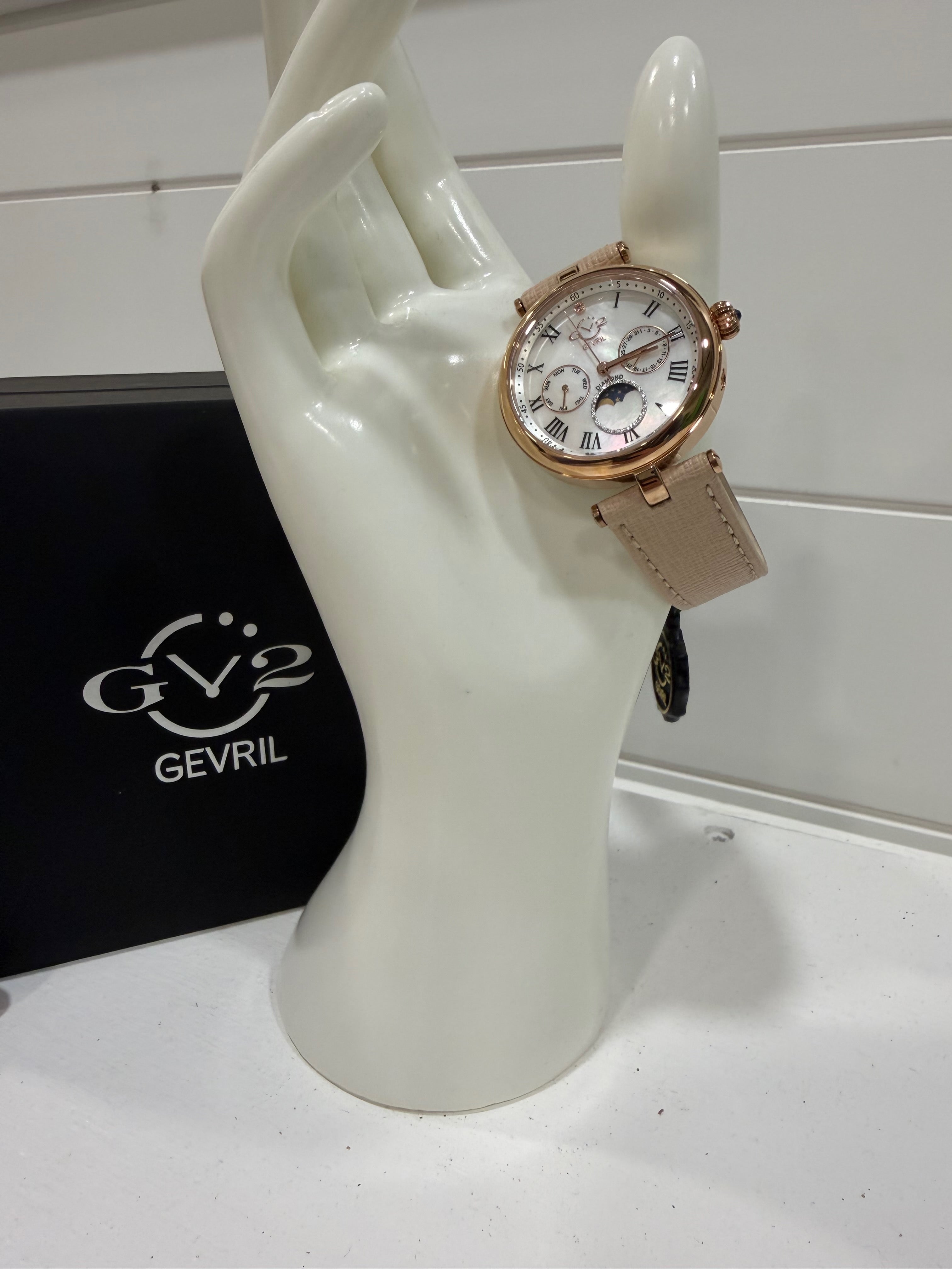 Florence Mother of Pearl Dial Diamond Leather Strap Watch, 36mm - 0.009ct.