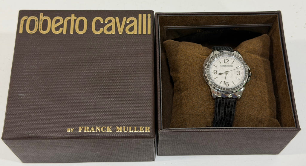 Roberto Cavalli By Franck Muller Women's Swiss Quartz Gray Leather Strap Watch, 34mm