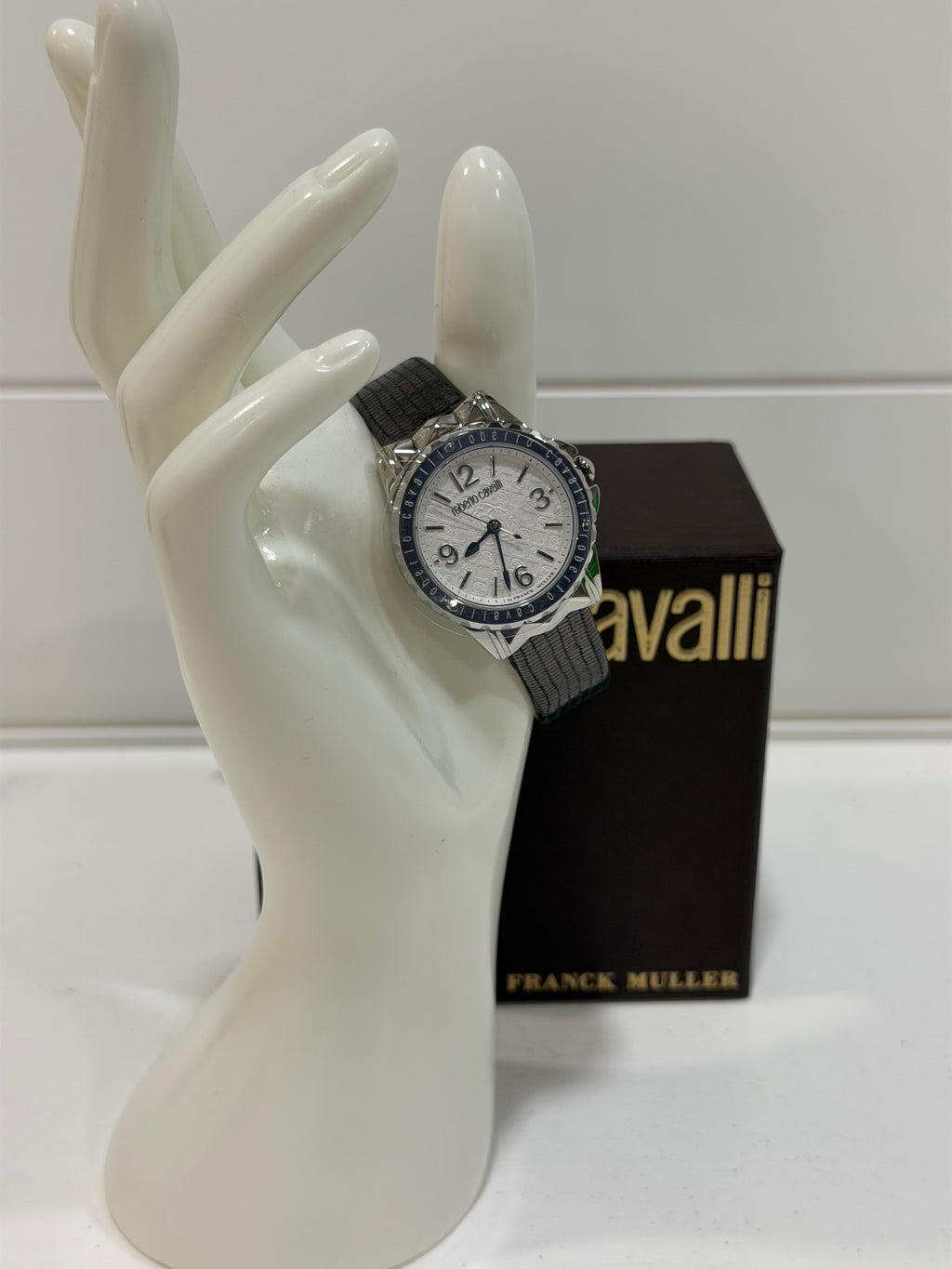 Roberto Cavalli By Franck Muller Women's Swiss Quartz Gray Leather Strap Watch, 34mm