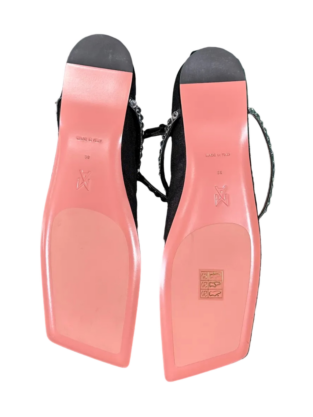 AMINA MUADDI Ane Mesh Crystal Flat in Black - Size 39 - NIB