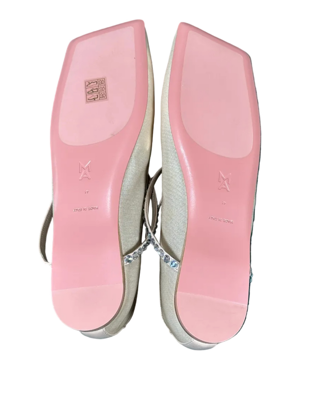 AMINA MUADDI Ane Mesh Crystal Flat in Nude - Size 41 - NIB