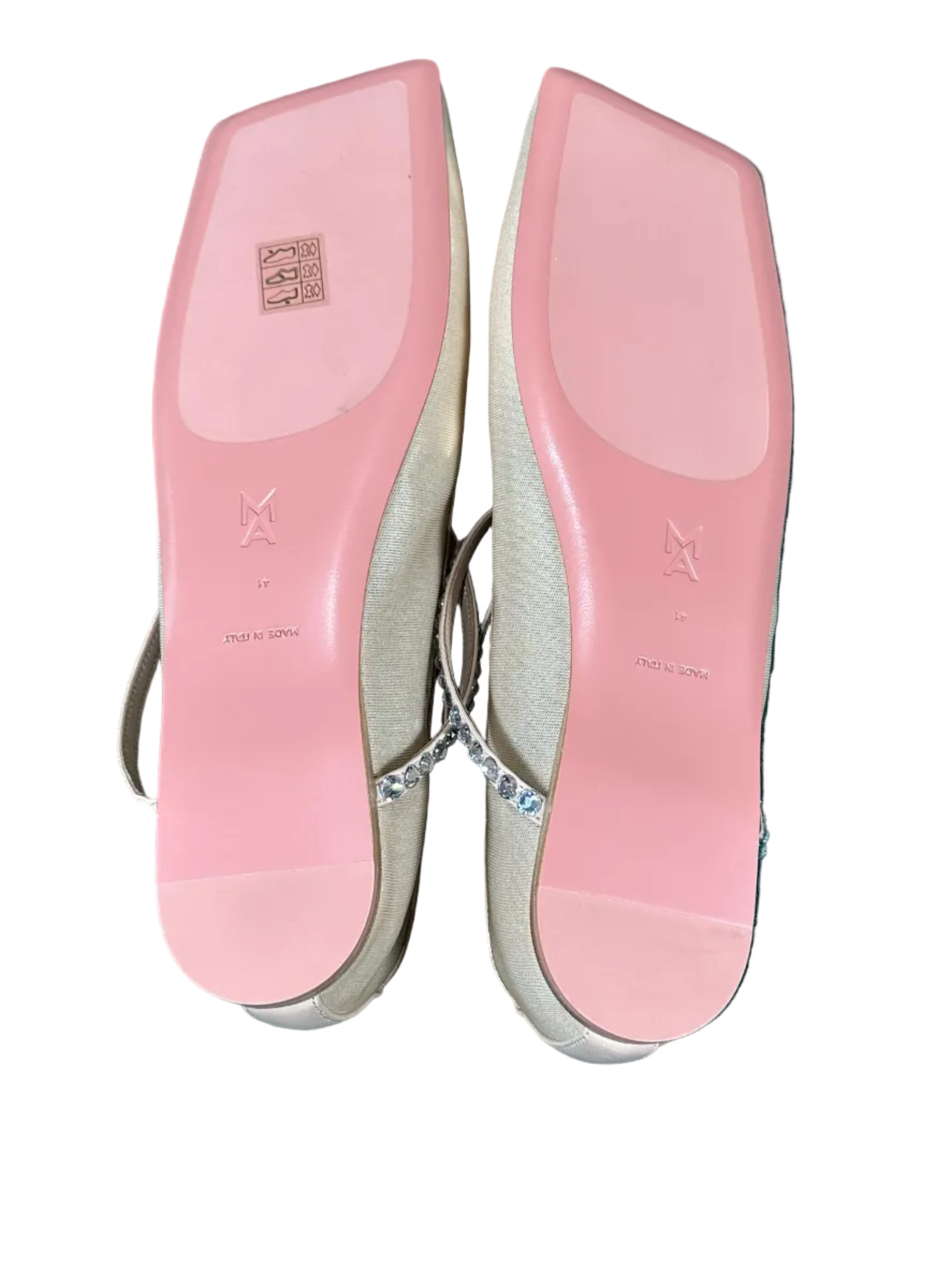 AMINA MUADDI Ane Mesh Crystal Flat in Nude - Size 41 - NIB