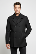 Kenneth Cole Men's Double Breasted Wool Blend Peacoat - Large