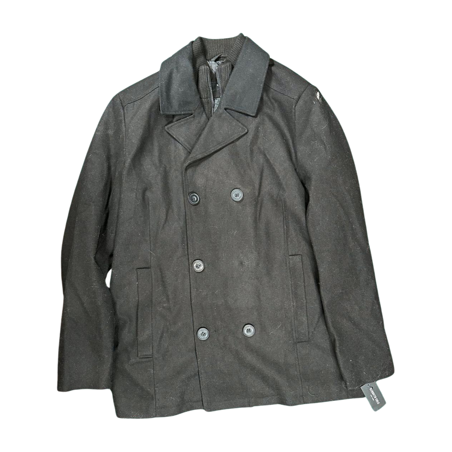 Kenneth Cole Men's Double Breasted Wool Blend Peacoat - Large