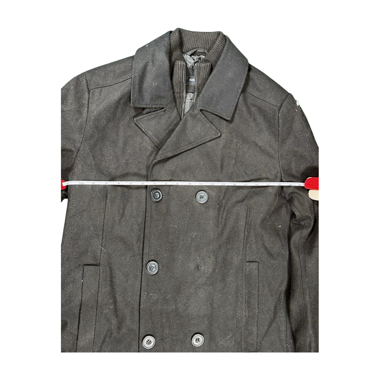 Kenneth Cole Men's Double Breasted Wool Blend Peacoat - Large