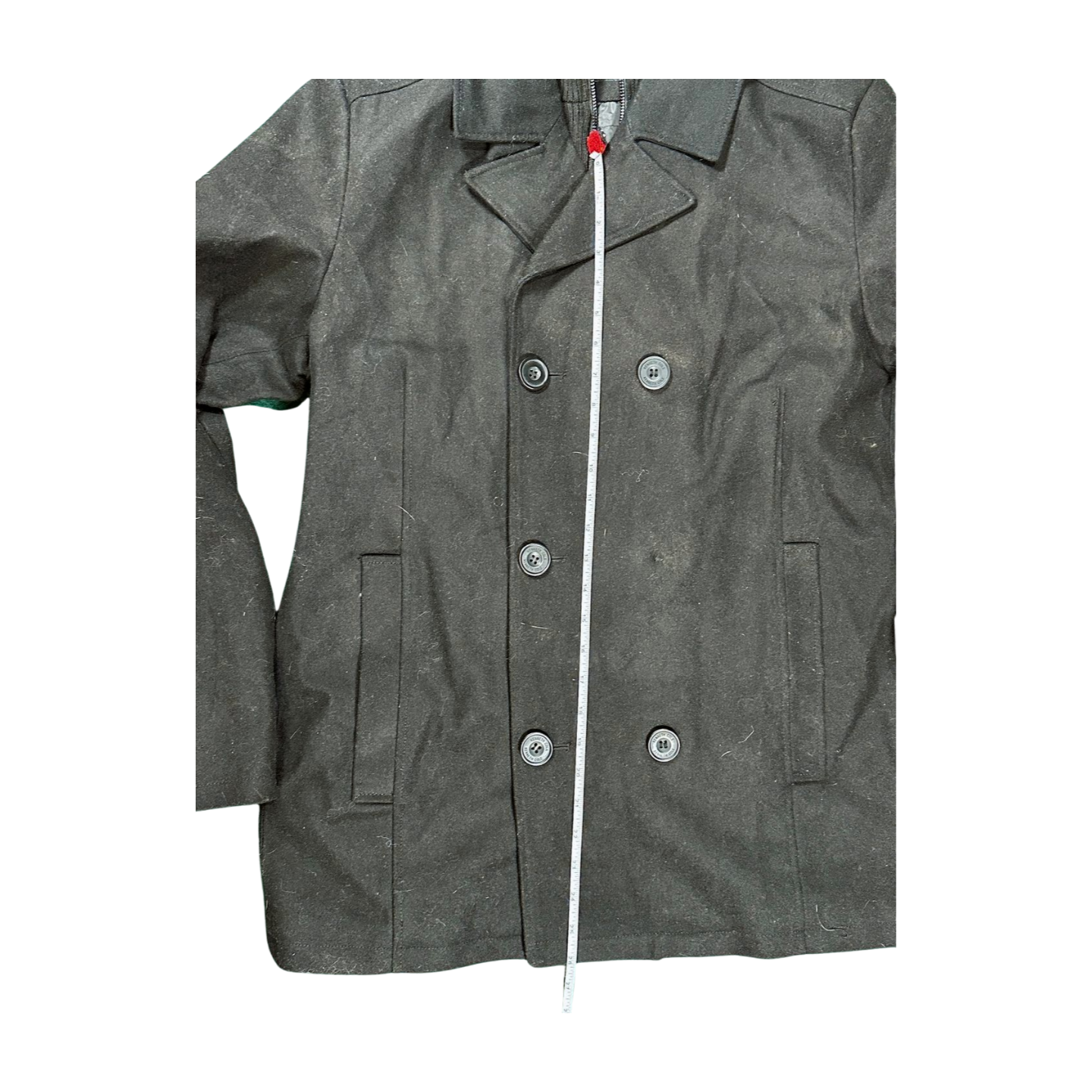 Kenneth Cole Men's Double Breasted Wool Blend Peacoat - Large