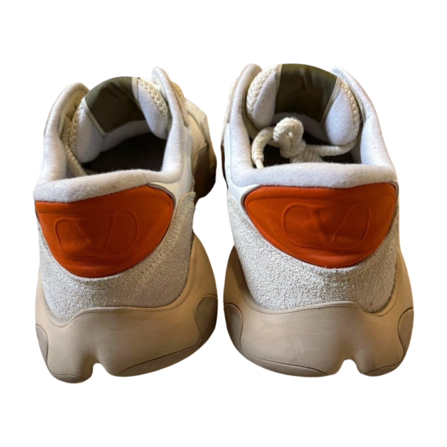 Valentino Garavani Bubbleback Cream and Orange Sneakers - Size 41