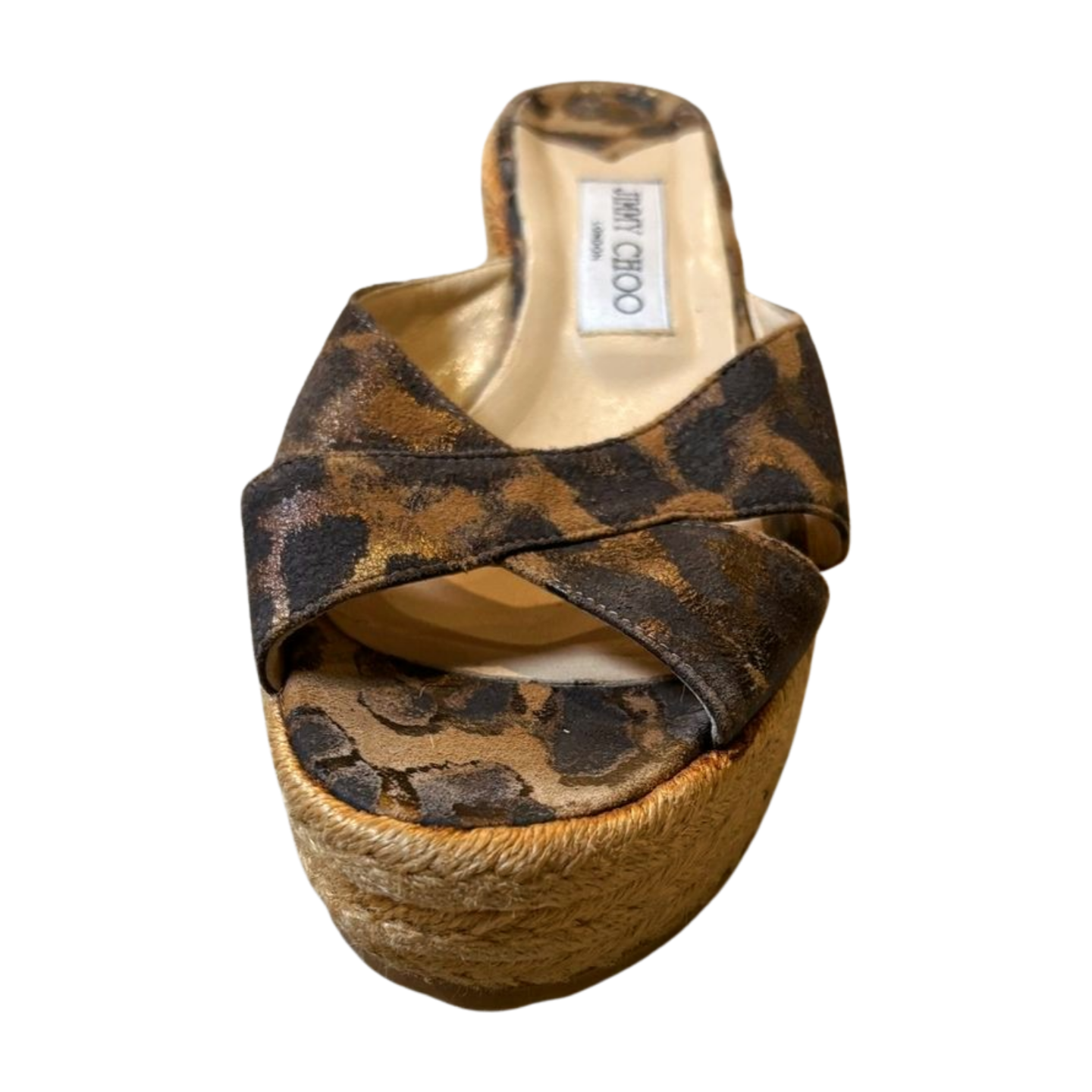 Jimmy Choo Dovina Leopard Platform Wedge Espadrilles - Size 8.5 - Pre-Owned