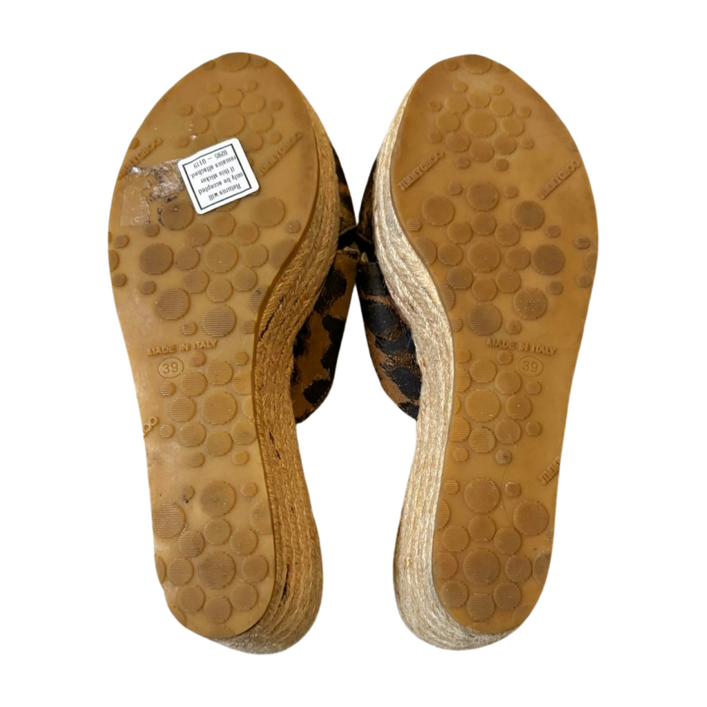 Jimmy Choo Dovina Leopard Platform Wedge Espadrilles - Size 8.5 - Pre-Owned