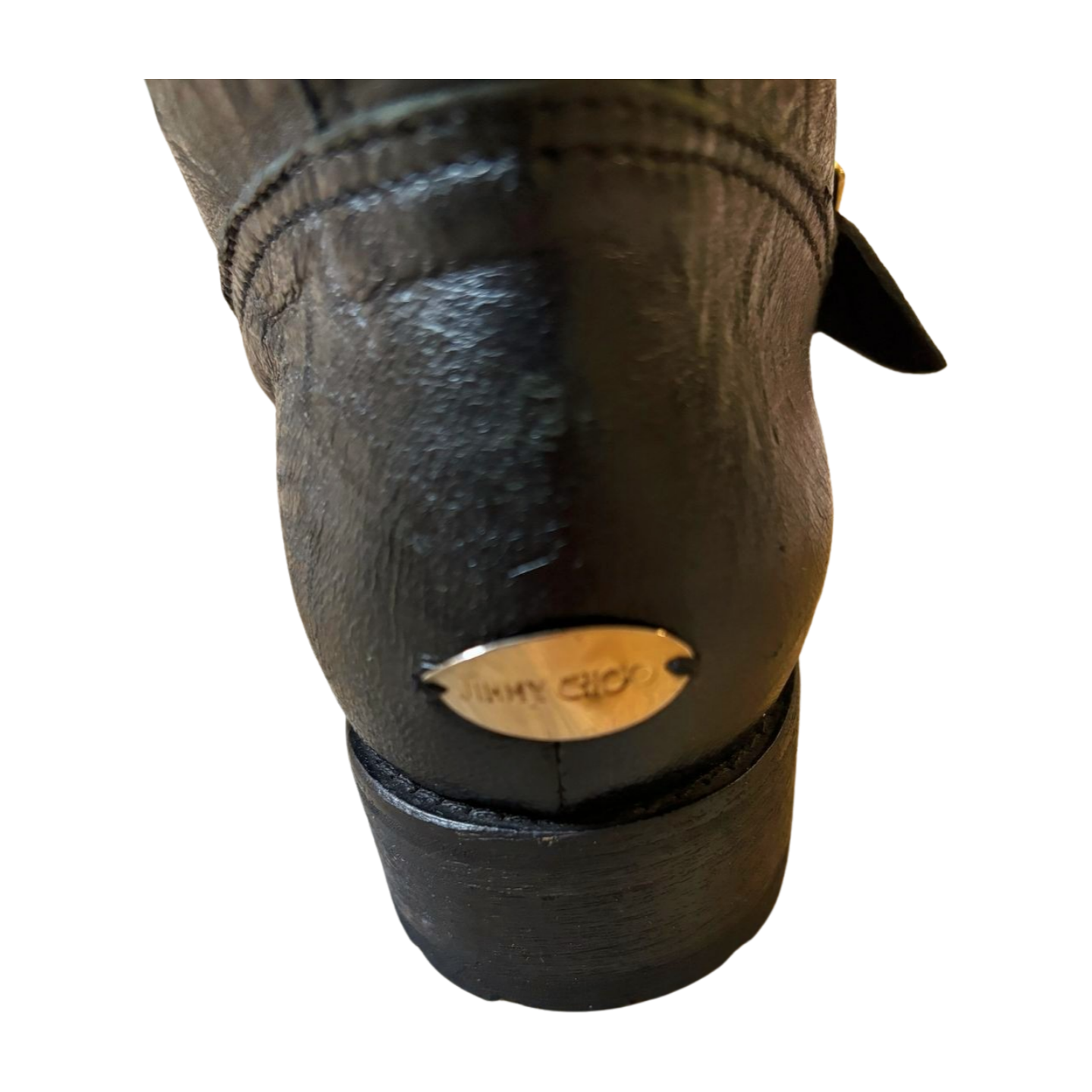 Jimmy Choo Black Biker Leather Boots - Size 38