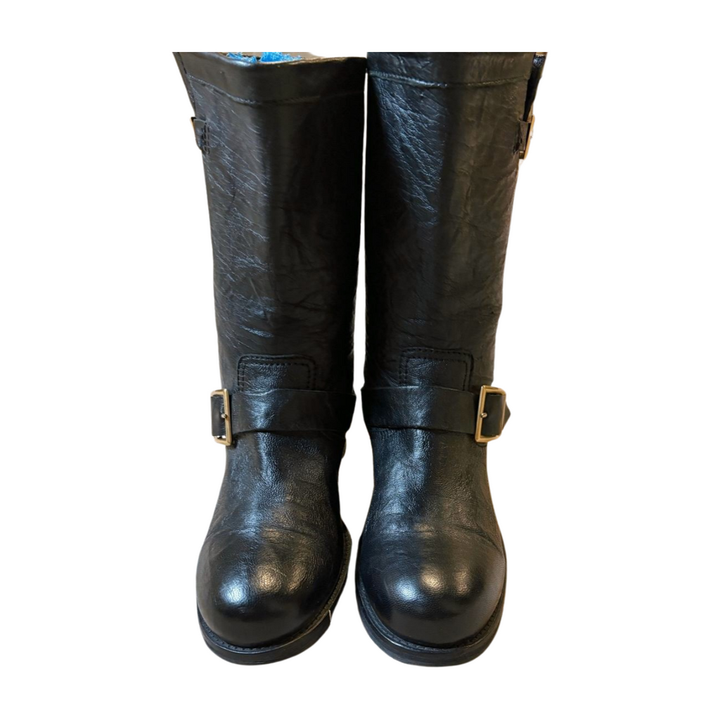 Jimmy Choo Black Biker Leather Boots - Size 38