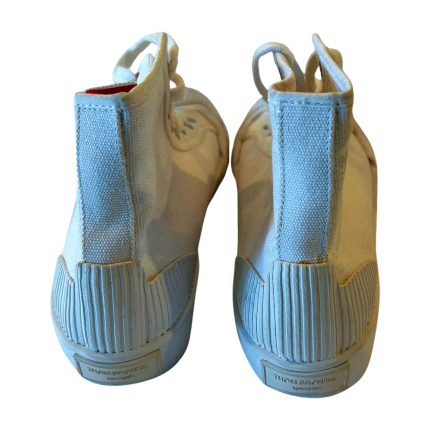 Thom Browne White Canvas Heritage High-Top Sneakers - Size 37.5