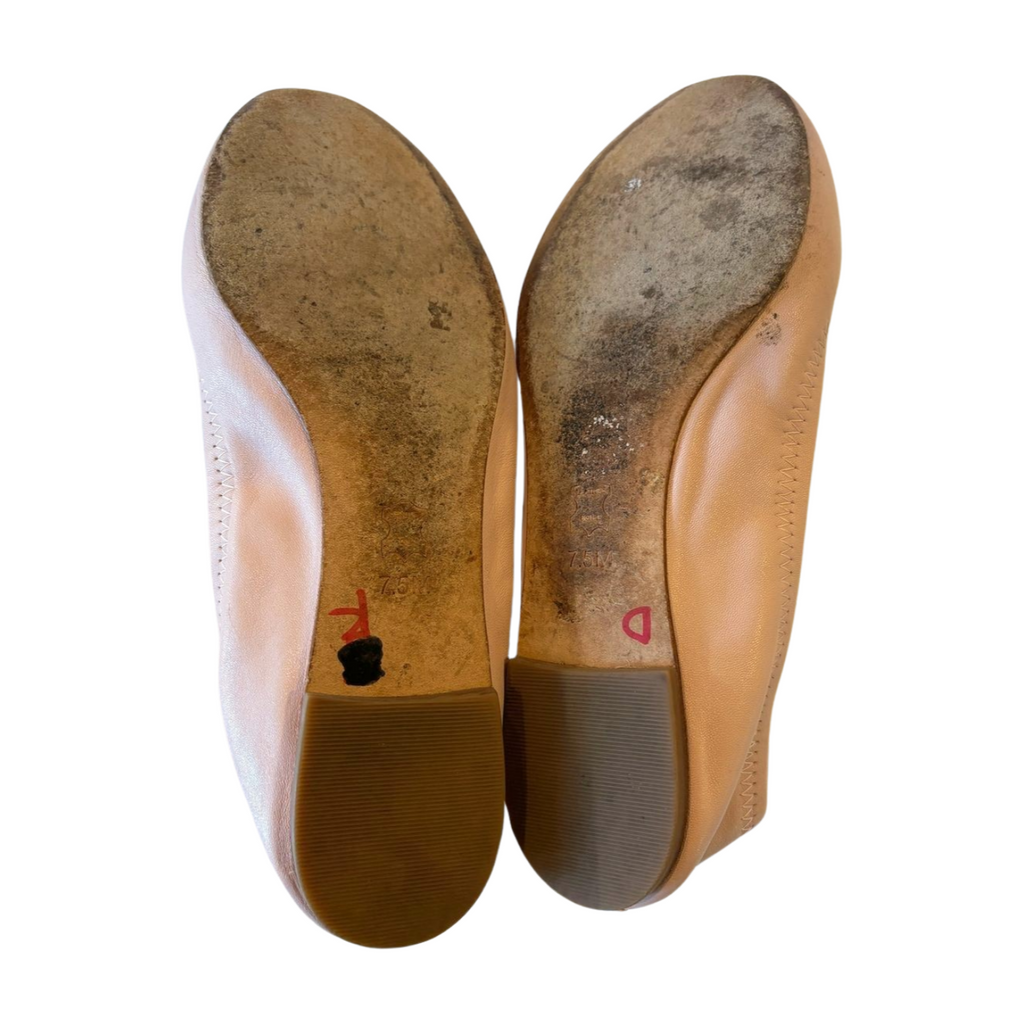 Tory Burch Minnie Travel Ballet Flats - Pink with Crystal Logo - Size 7
