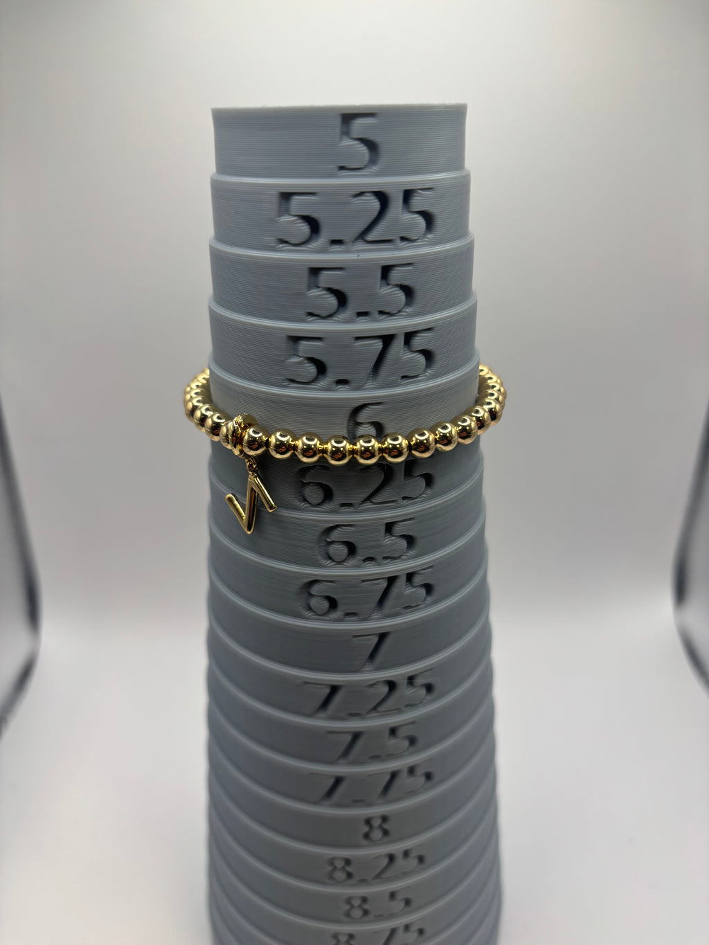 Brook & York Gold Beaded Initial Bracelet Removable Letter Charm Stretch NWT