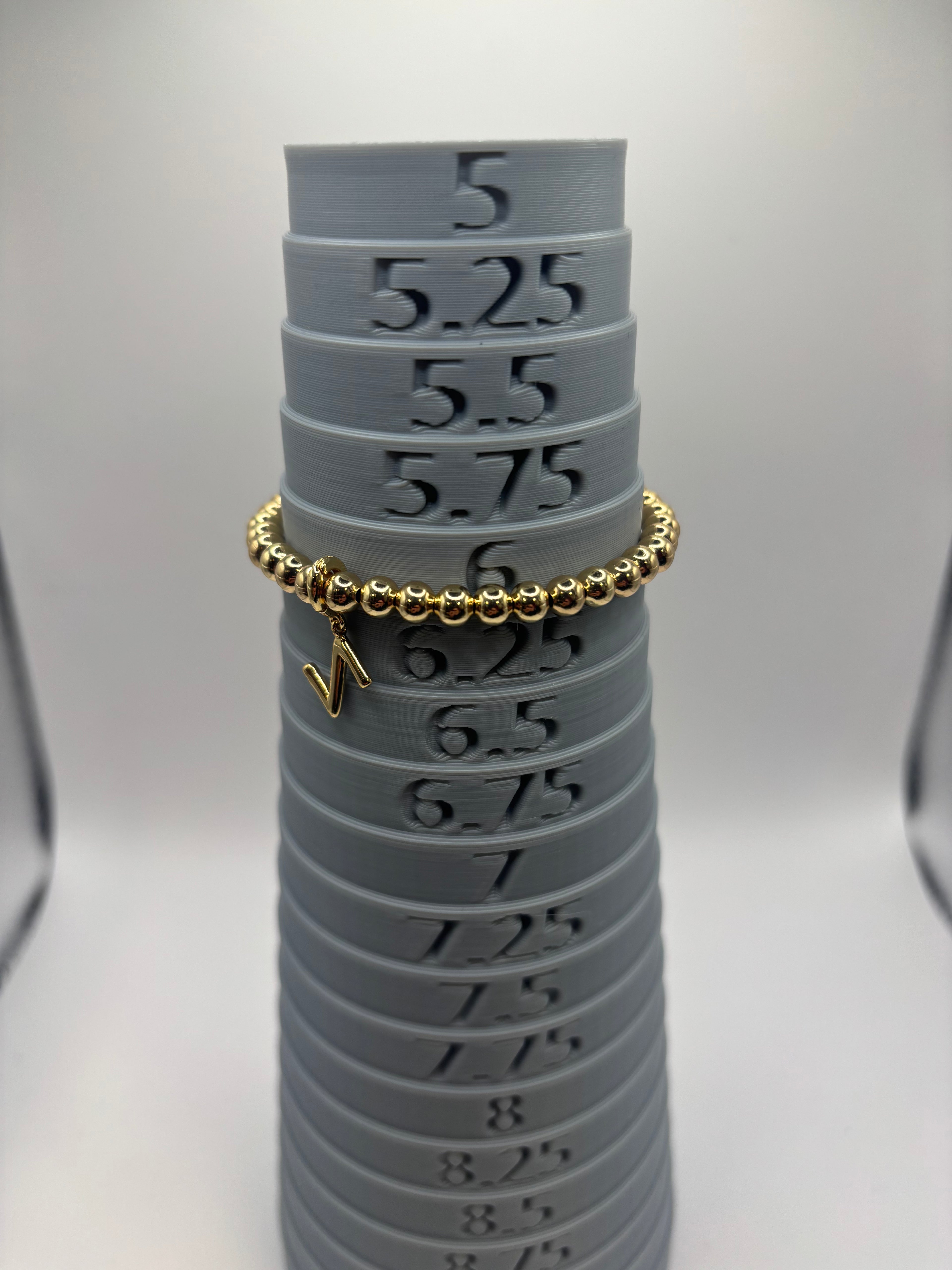 Brook & York Gold Beaded Initial Bracelet Removable Letter Charm Stretch NWT