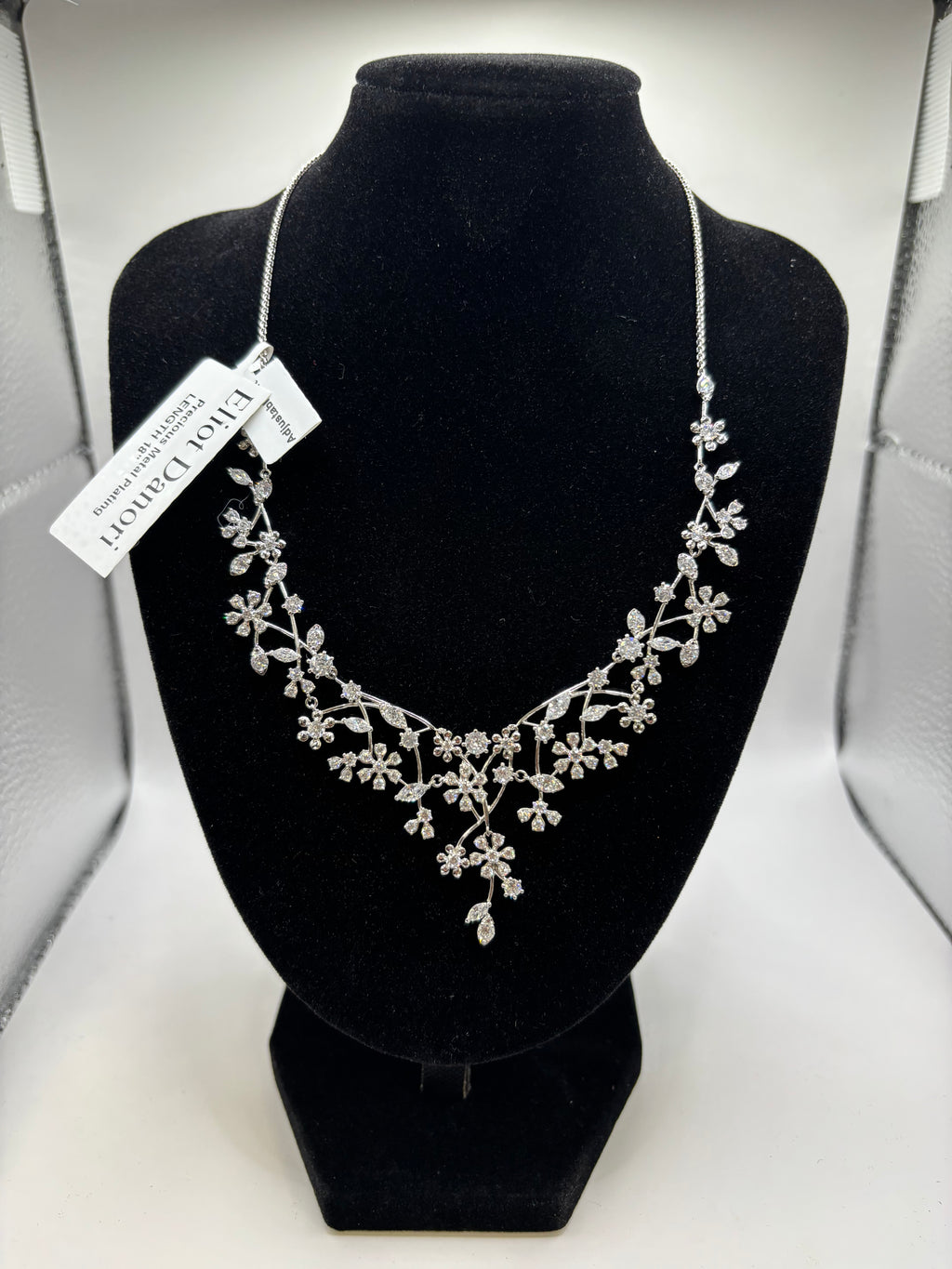 Eliot Danori Rhodium-Plated Cubic Zirconia Flower Statement Necklace - New with Tags