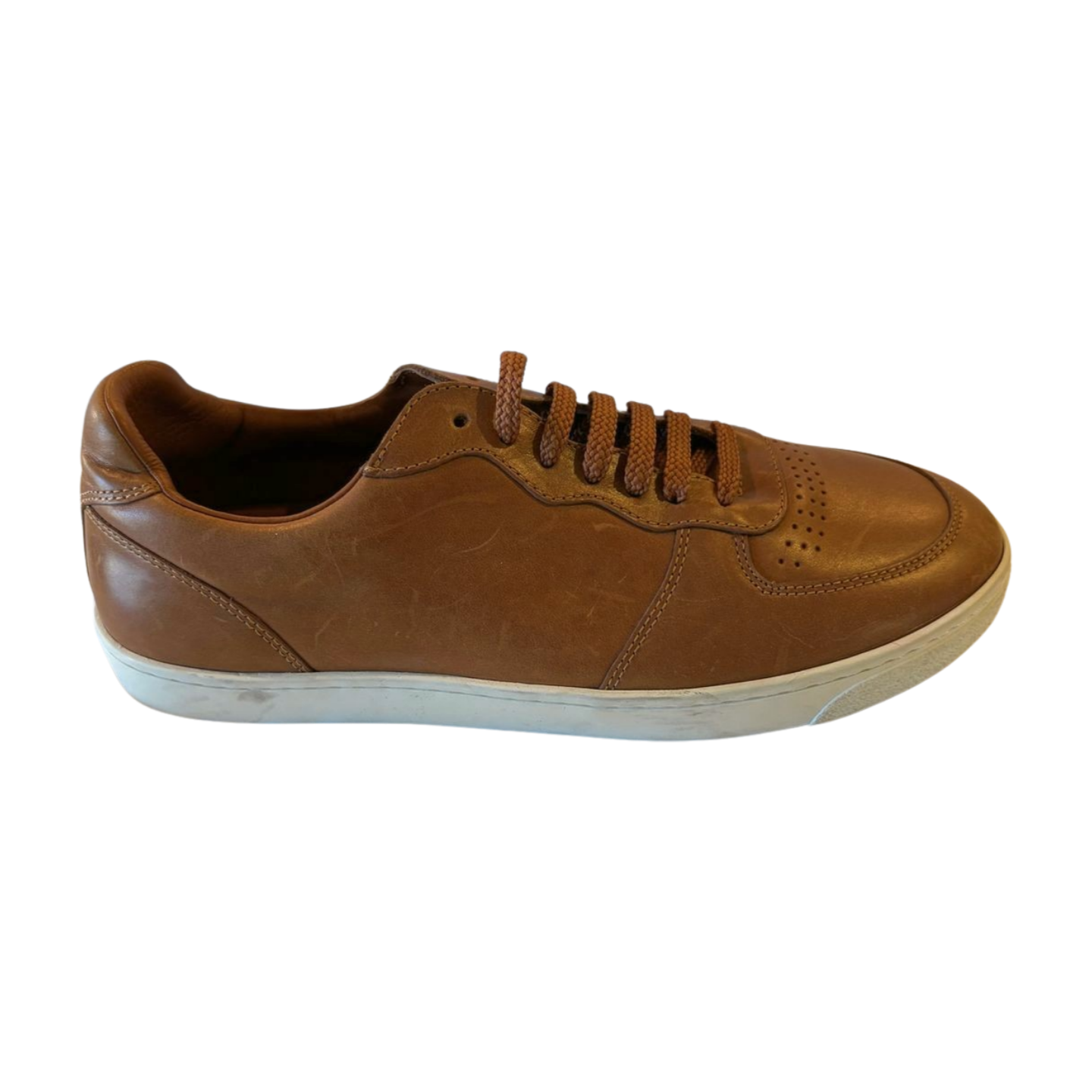 Brunello Cucinelli Lattice Naturale Leather Sneakers - Brown - Mens Size 9
