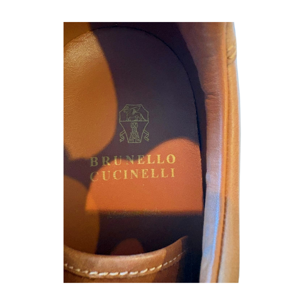 Brunello Cucinelli Lattice Naturale Leather Sneakers - Brown - Mens Size 9