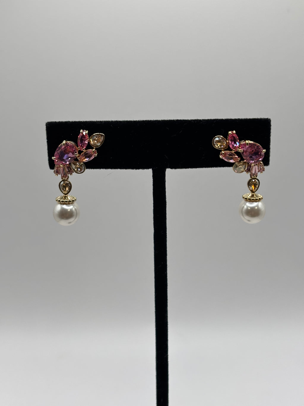 Swarovski Gema Cherry Blossom Drop Earrings - NIB - Pink Crystal Floral Pearl Gold
