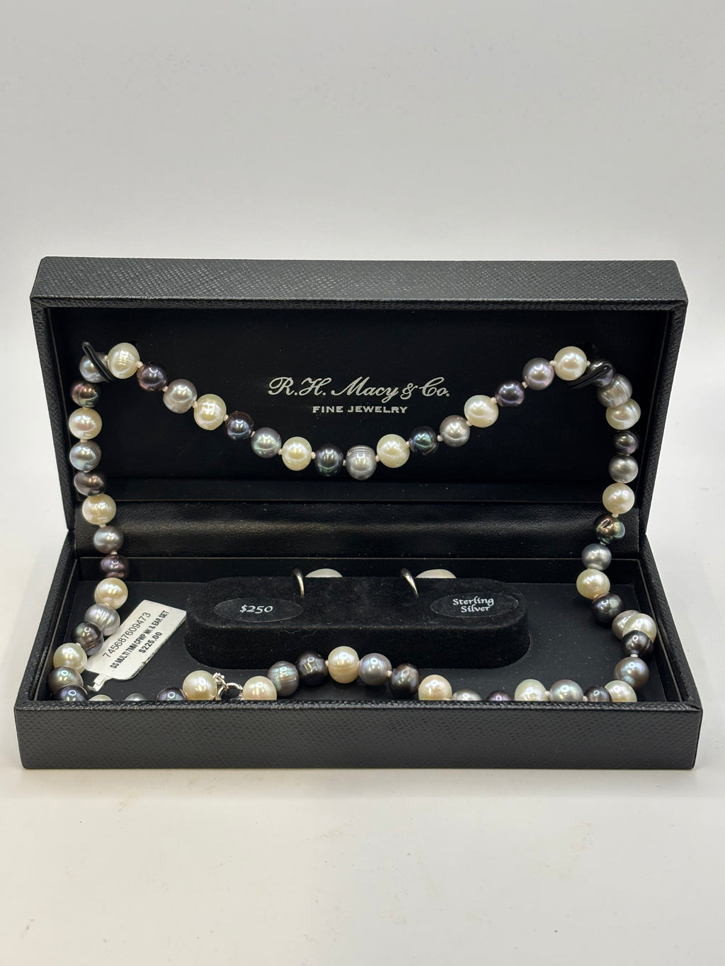 R.H. Macys Multicolor Cultured South Sea & Tahitian Pearl Necklace & Earring Set - New In Box