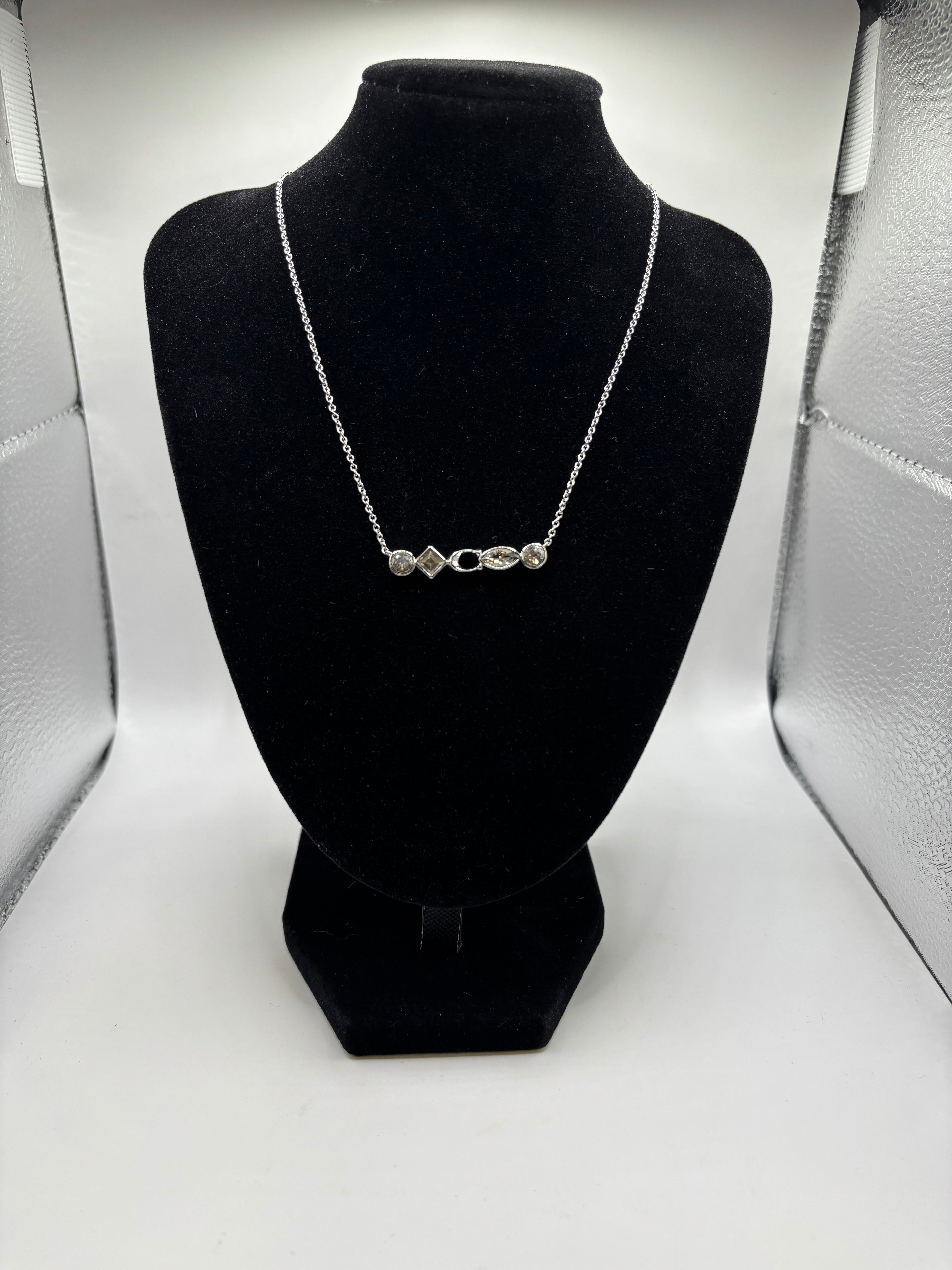 Coach New York Gemstone Necklace & Earring Set - Silver Tone - New in Box