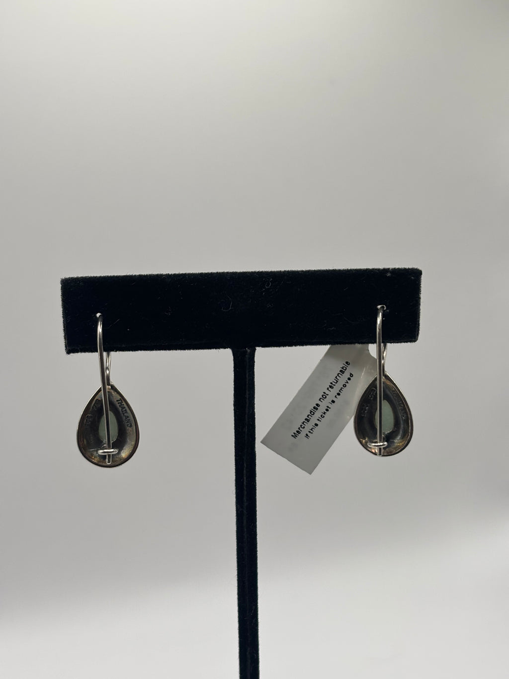 Macys Jade & Marcasite Teardrop Earrings in Sterling Silver - NWT