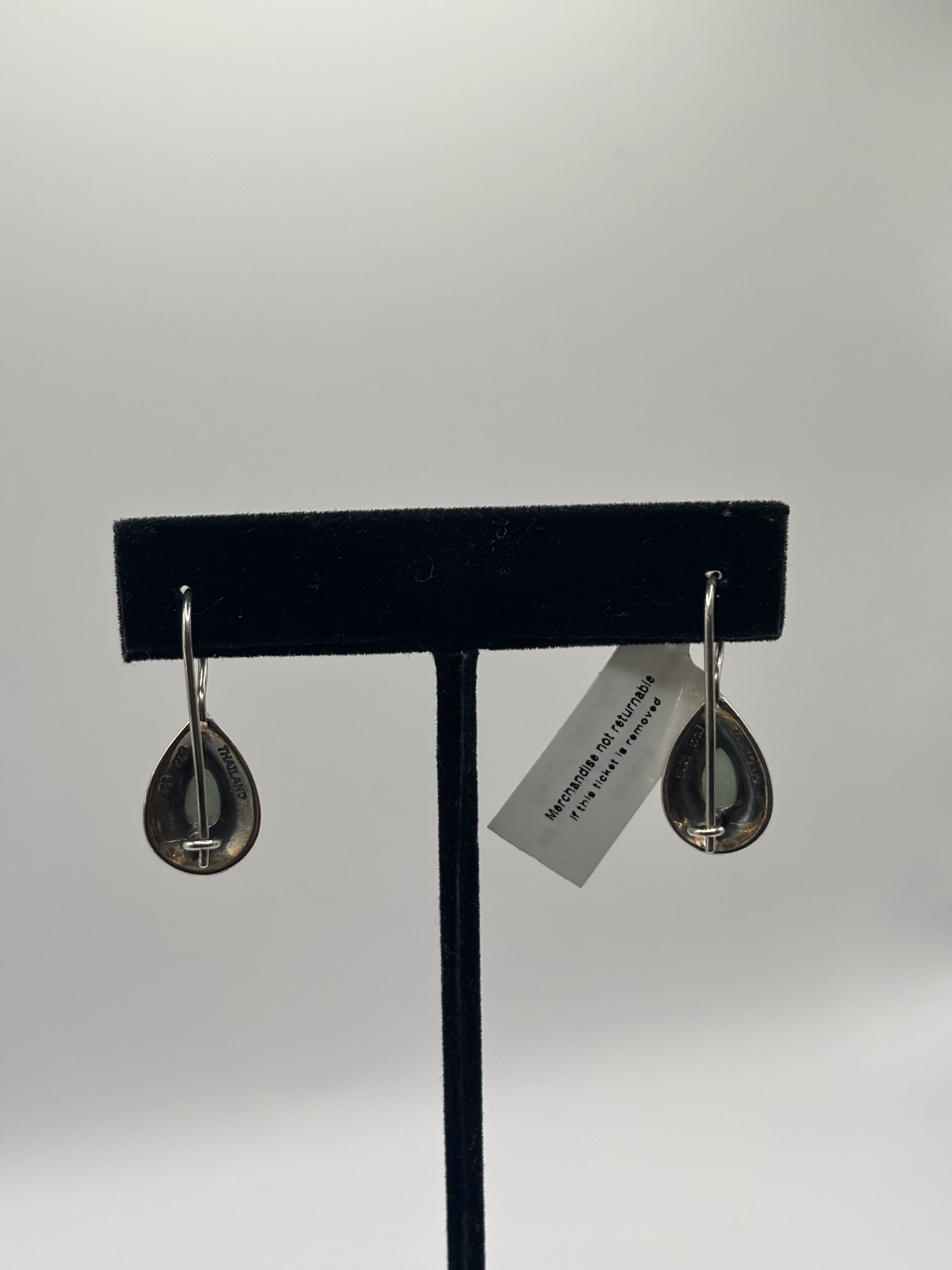 Macys Jade & Marcasite Teardrop Earrings in Sterling Silver - NWT