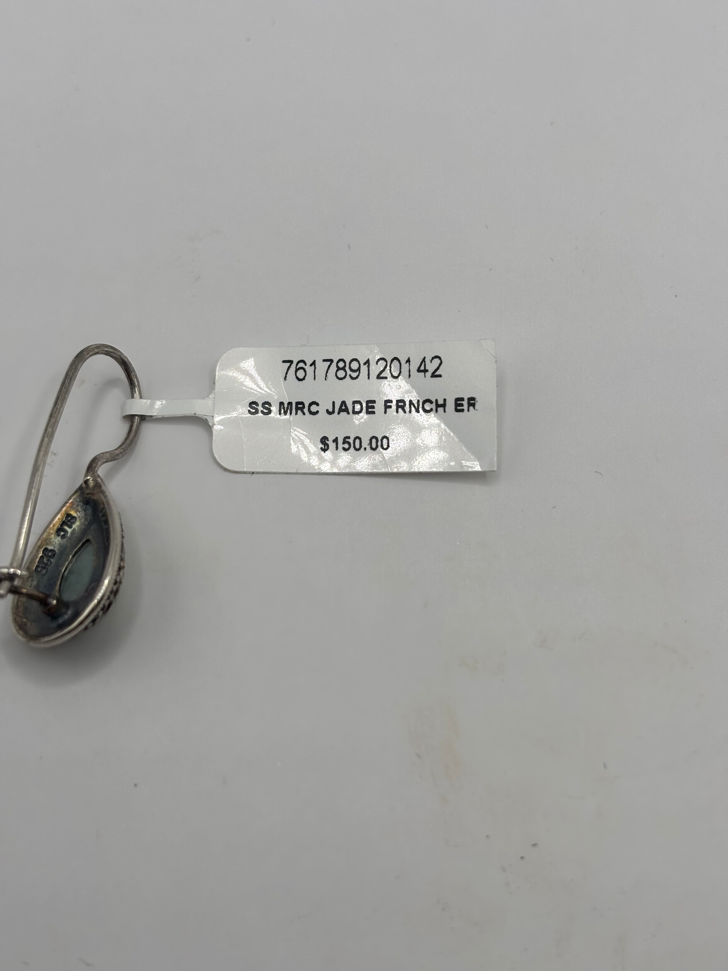 Macys Jade & Marcasite Teardrop Earrings in Sterling Silver - NWT