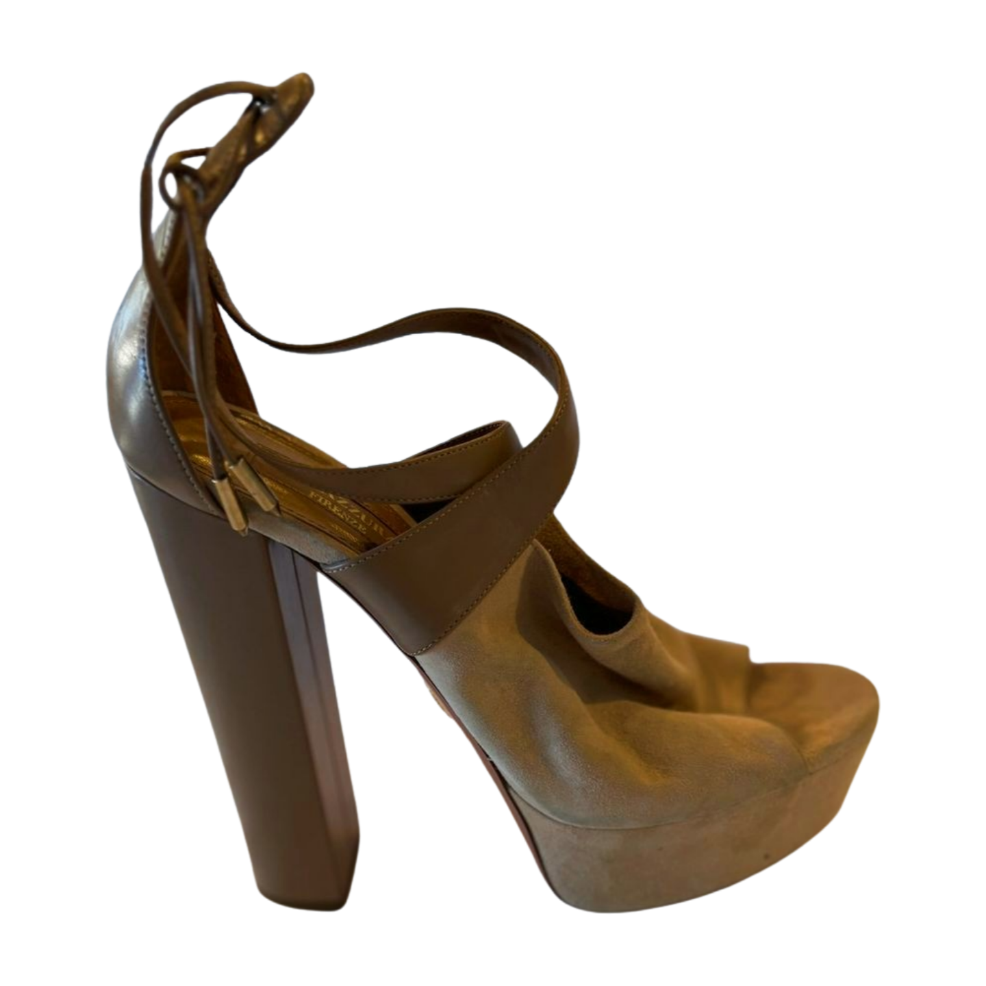 Aquazzura Nude Suede Platform Heels - 6" Chunky Heel Size 9