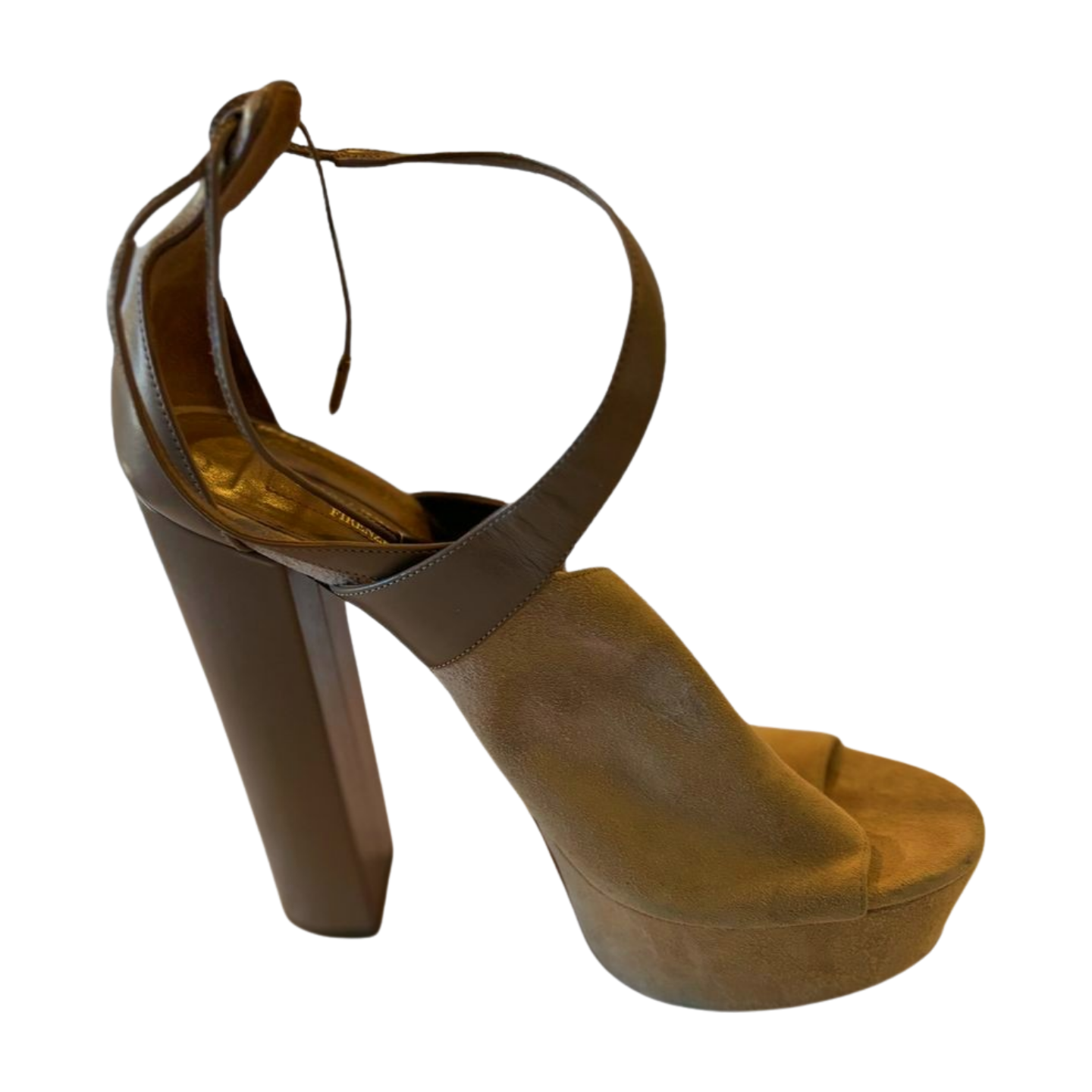 Aquazzura Nude Suede Platform Heels - 6" Chunky Heel Size 9