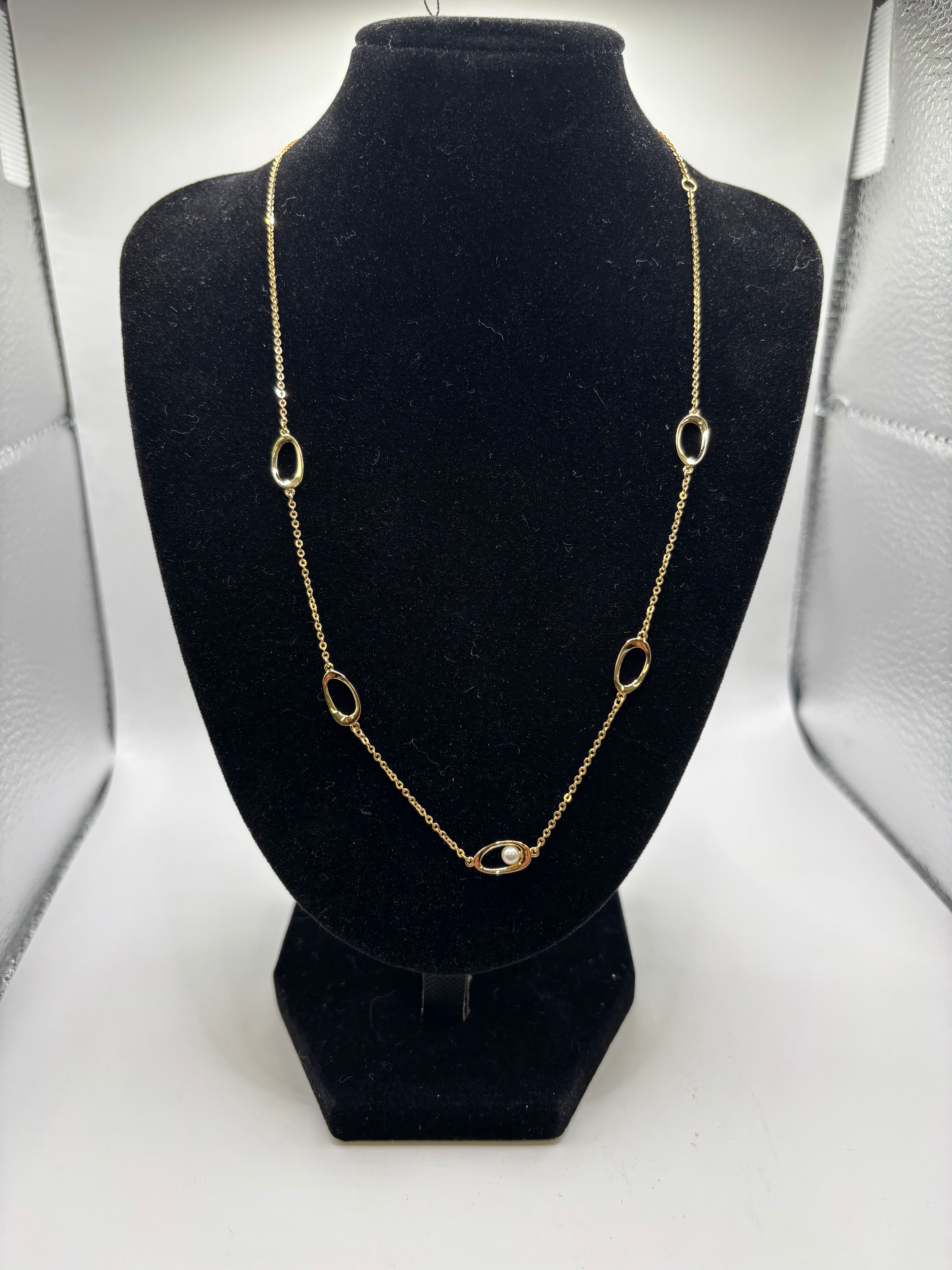Pandora Organically Shaped Oval Treated Freshwater Cultured Pearl Necklace - New