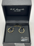 Macys 10kt Gold Patterned Hoop Earrings - New in Box