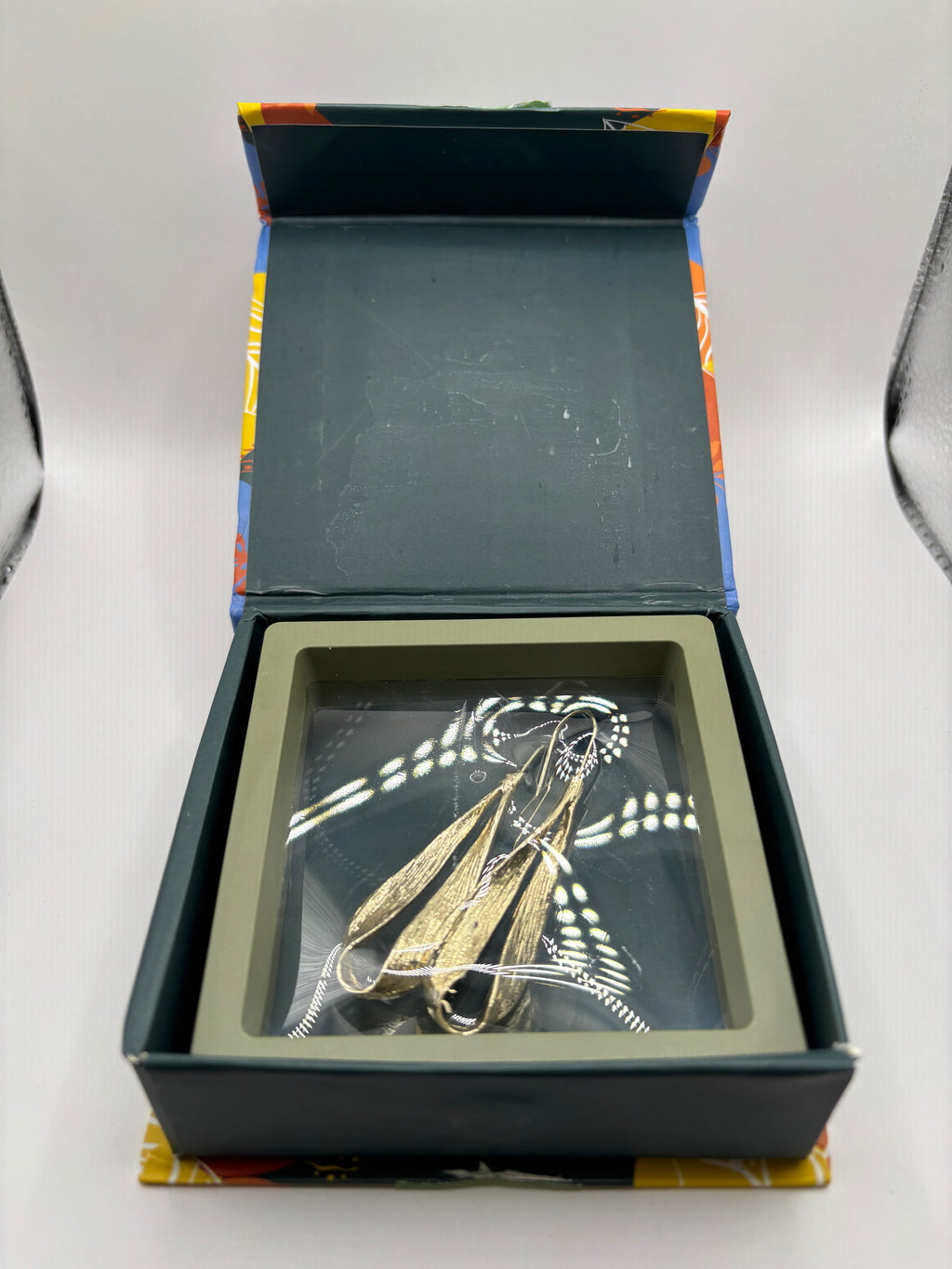 Sohi Gold-Tone Leaf Dangle Drop Earrings - New in Box