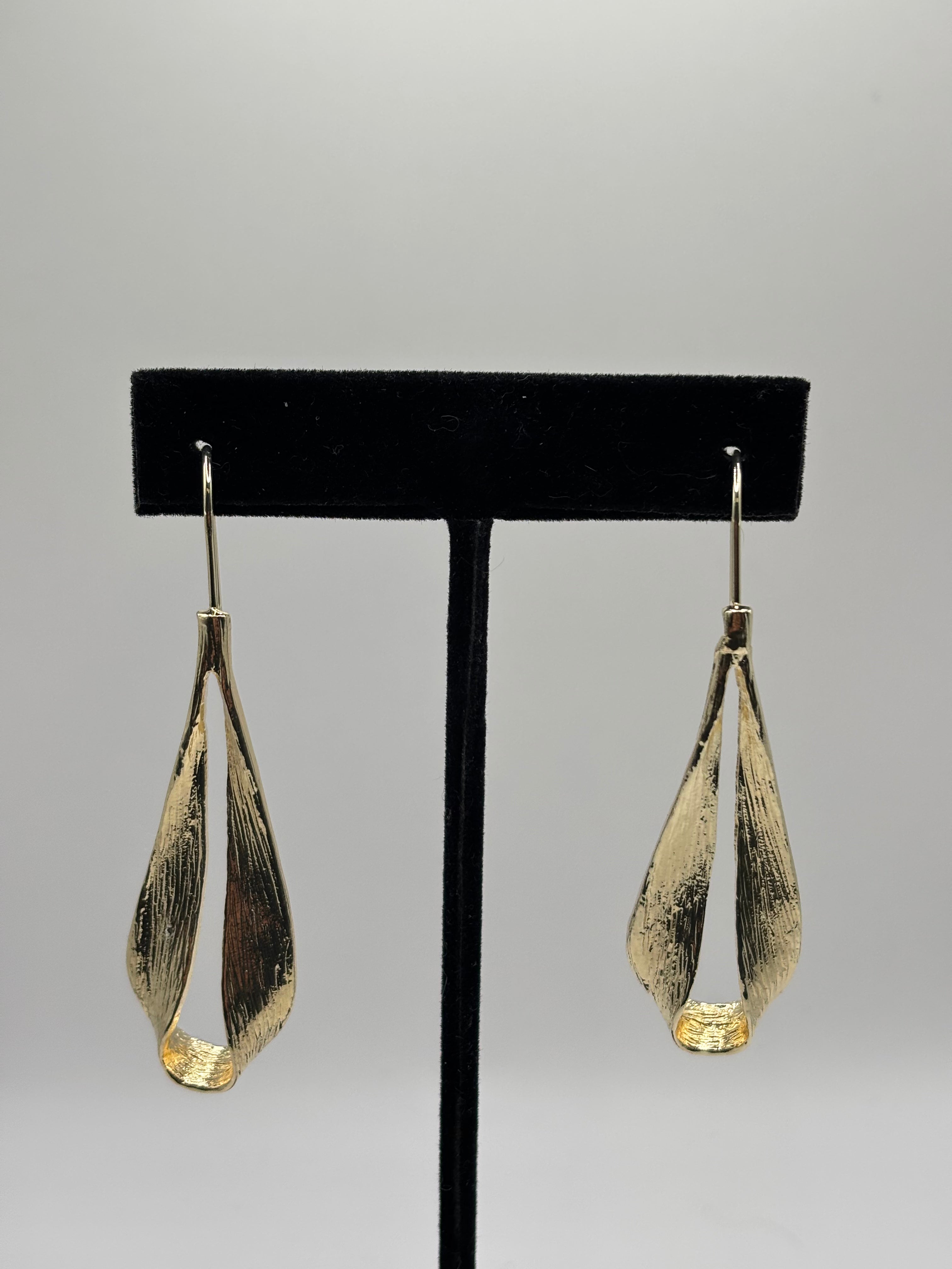 Sohi Gold-Tone Leaf Dangle Drop Earrings - New in Box