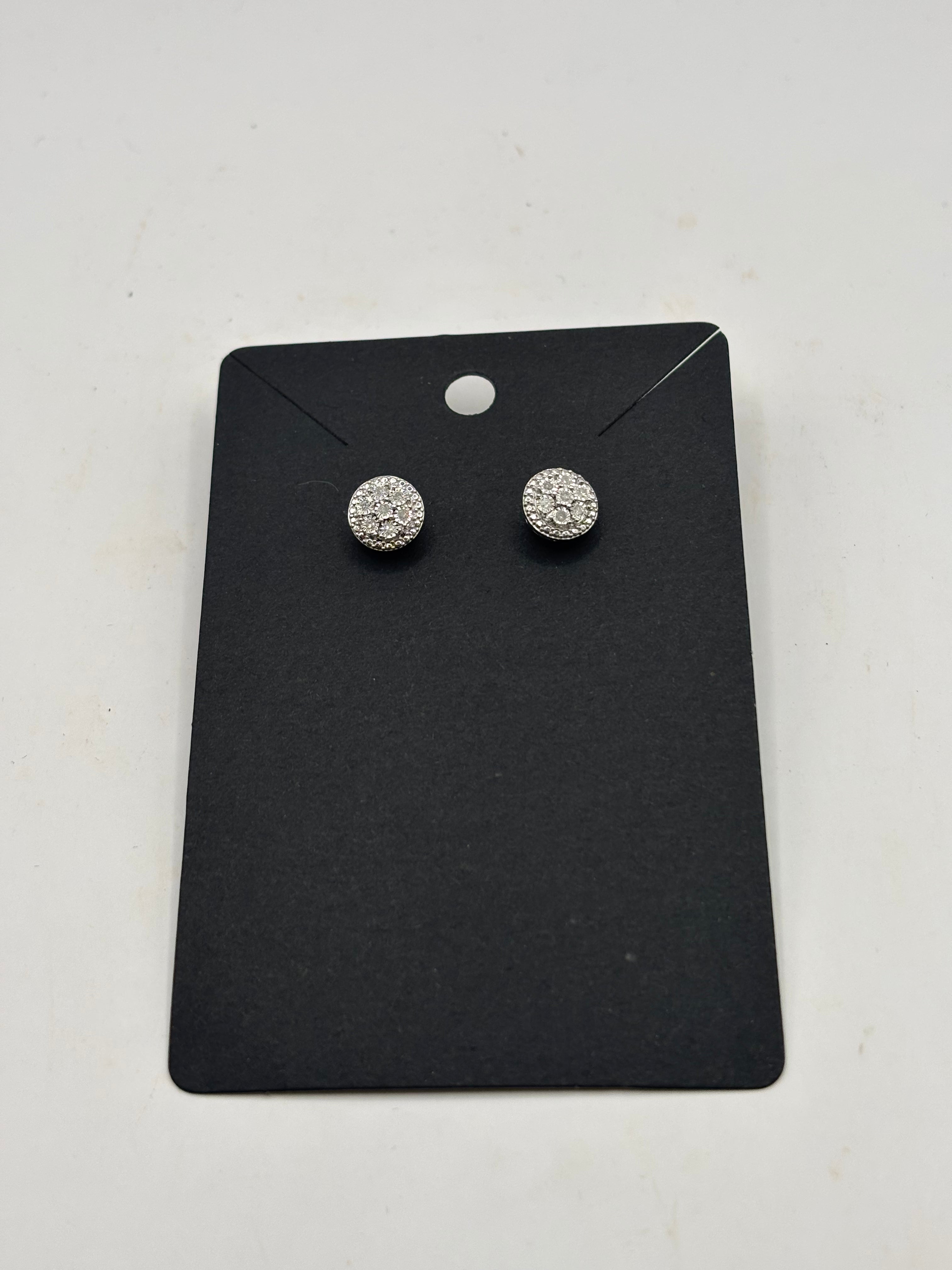 R. H. Macys Fine Jewelry Diamond & Sterling Silver Bridge Stud Earrings - NWOT
