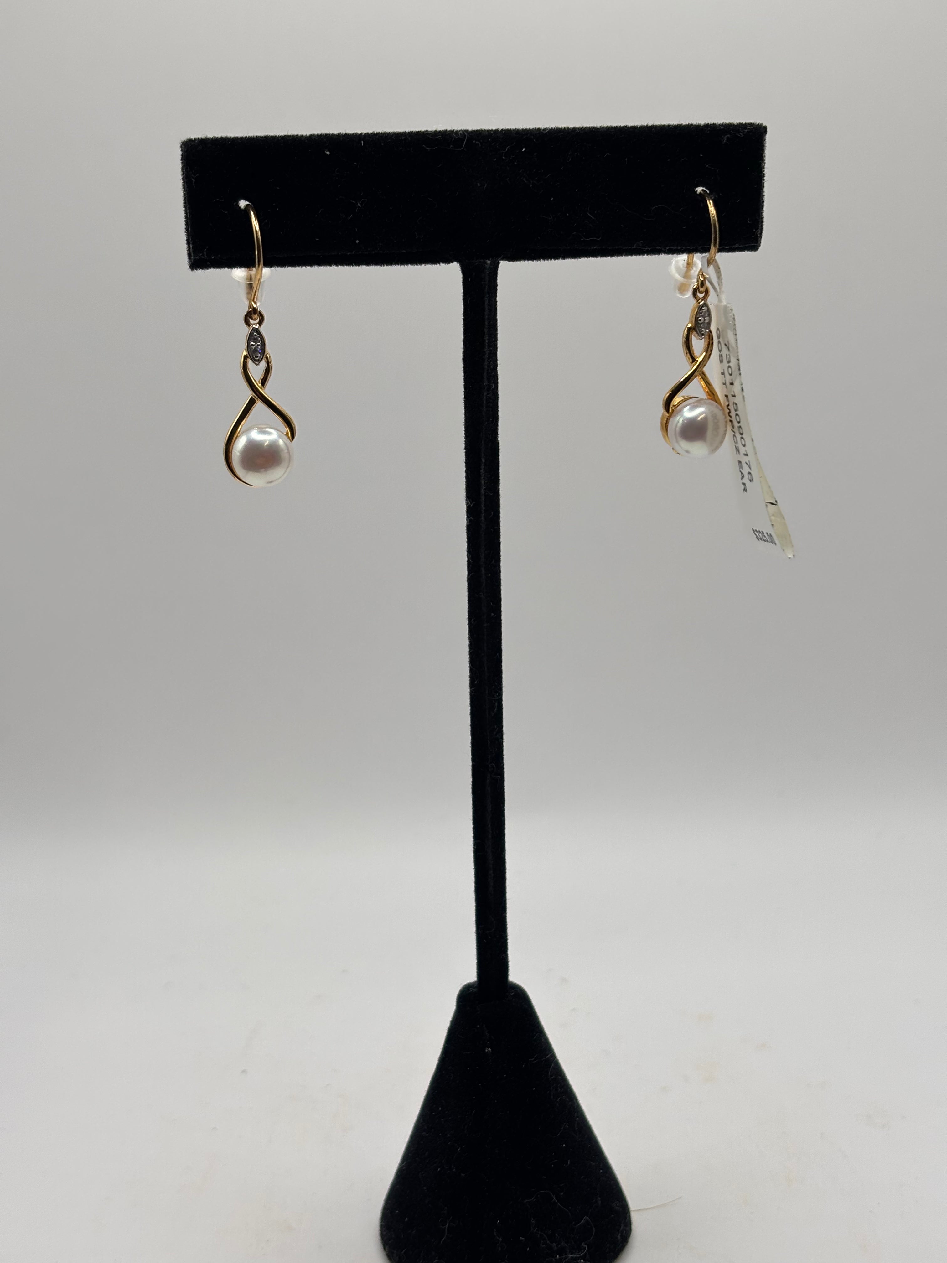 Gold Tone Infinity Dangle Earrings Lot Faux Pearl Drop New With Tags