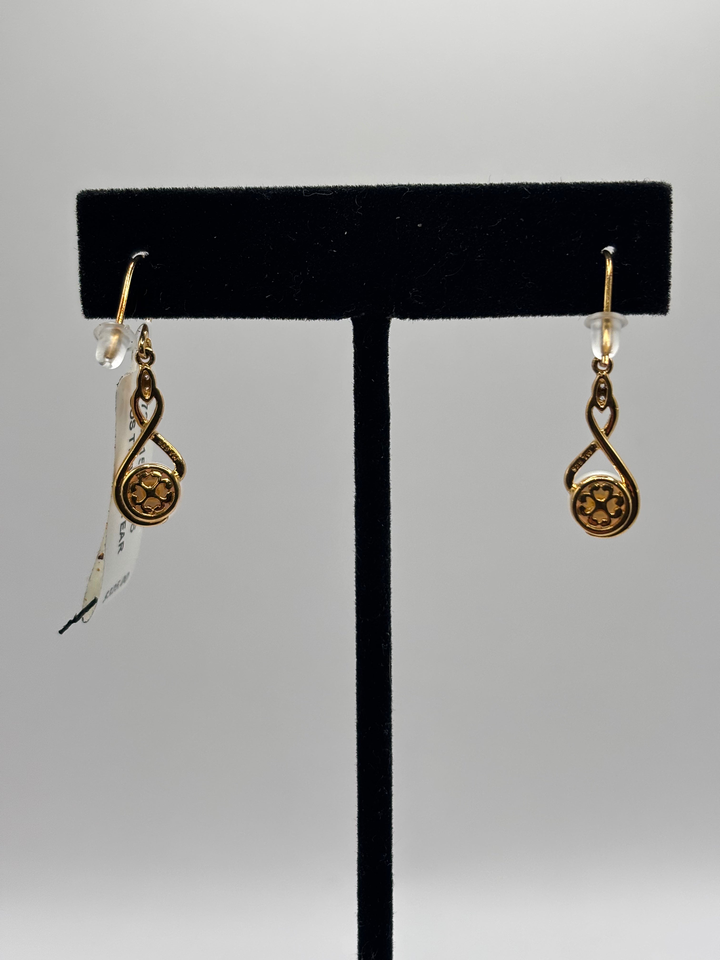 Gold Tone Infinity Dangle Earrings Lot Faux Pearl Drop New With Tags
