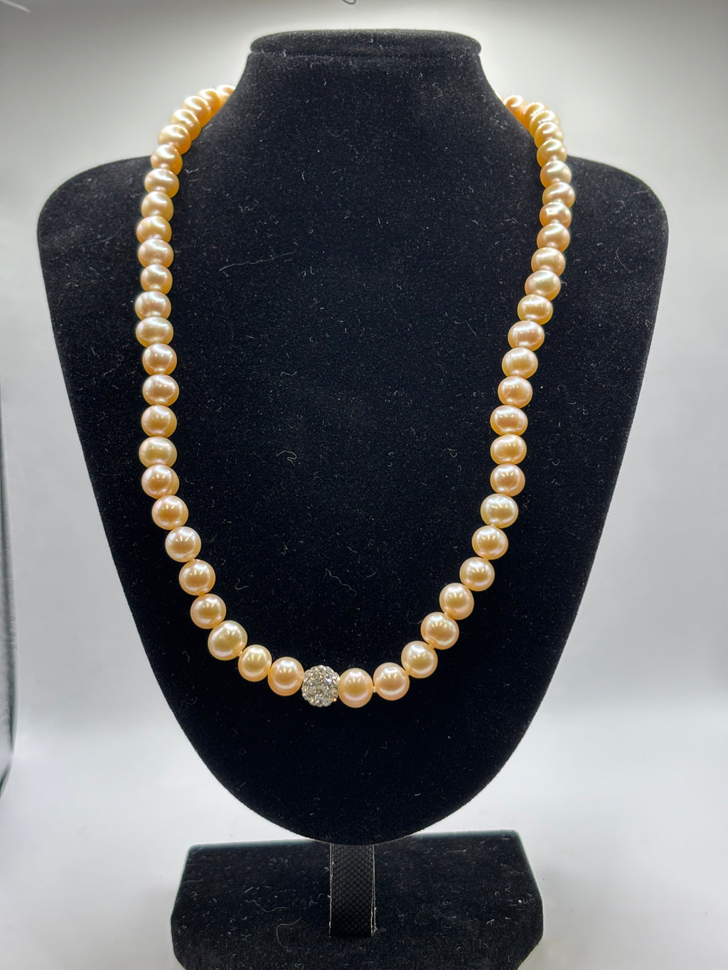 Macys Pink Cultured Pearl Necklace Earring Set Crystal Accent Sterling NWT