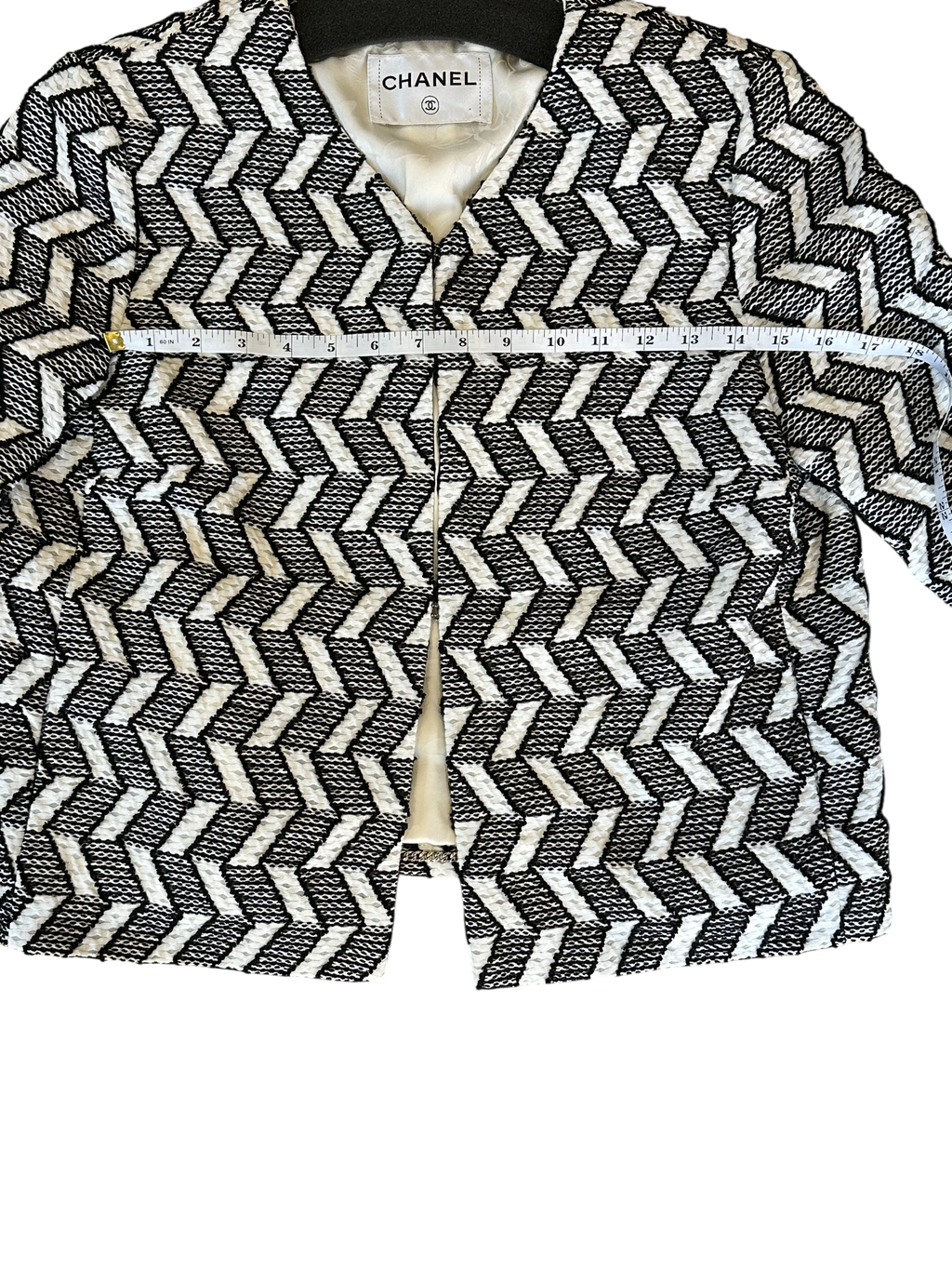 Chanel Black & White Geometric Tweed Evening Jacket