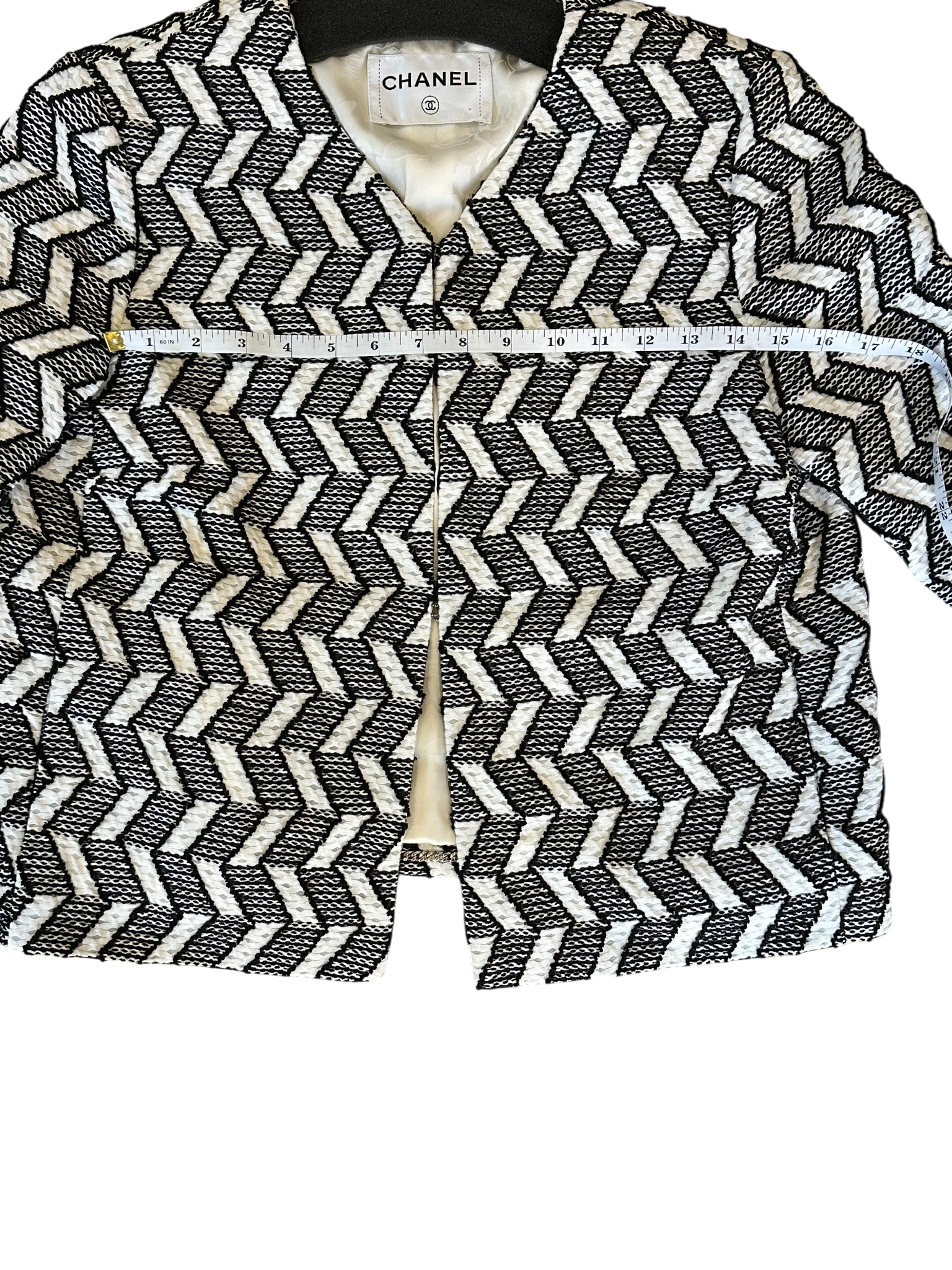Chanel Black & White Geometric Tweed Evening Jacket