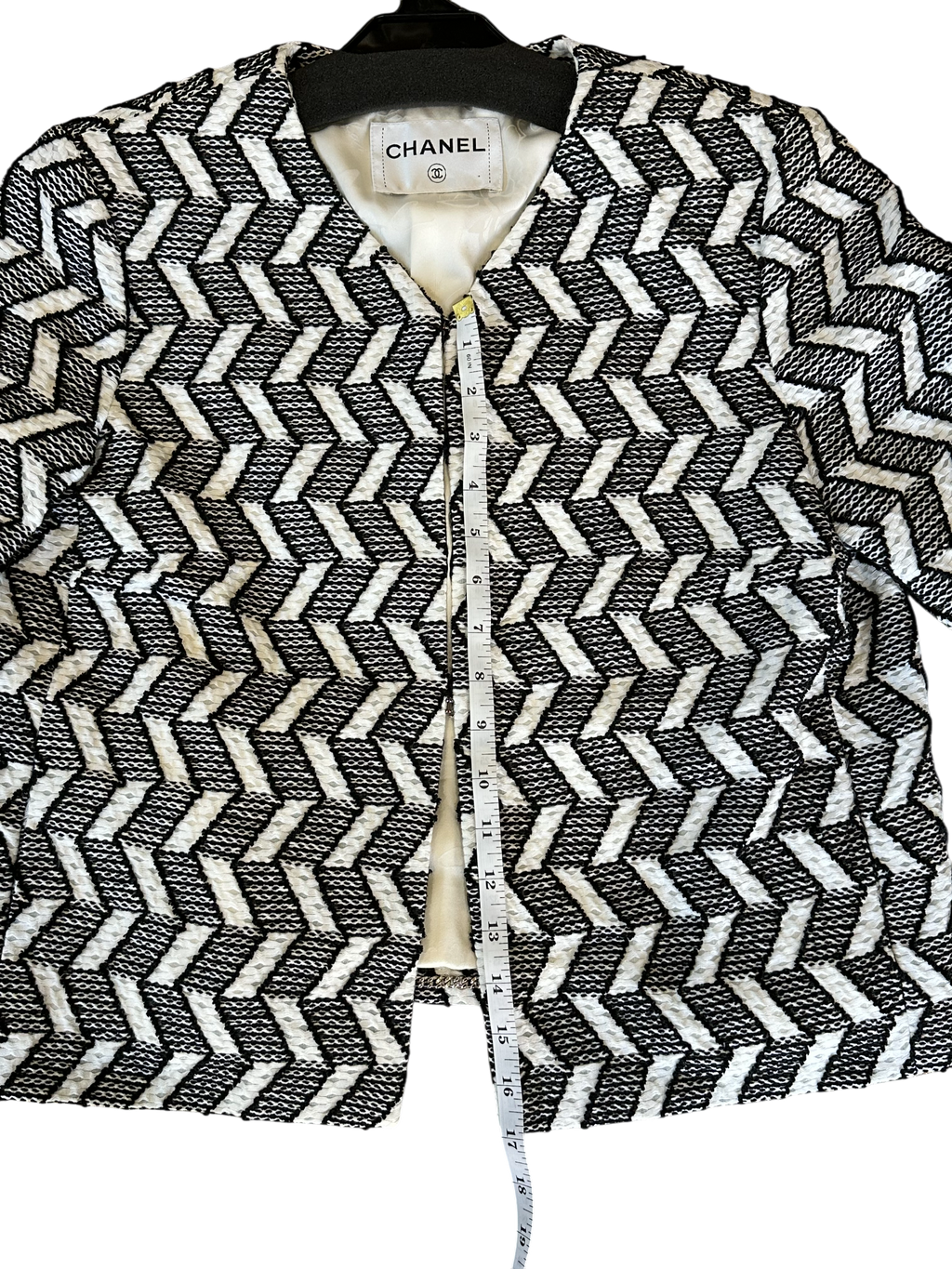 Chanel Black & White Geometric Tweed Evening Jacket