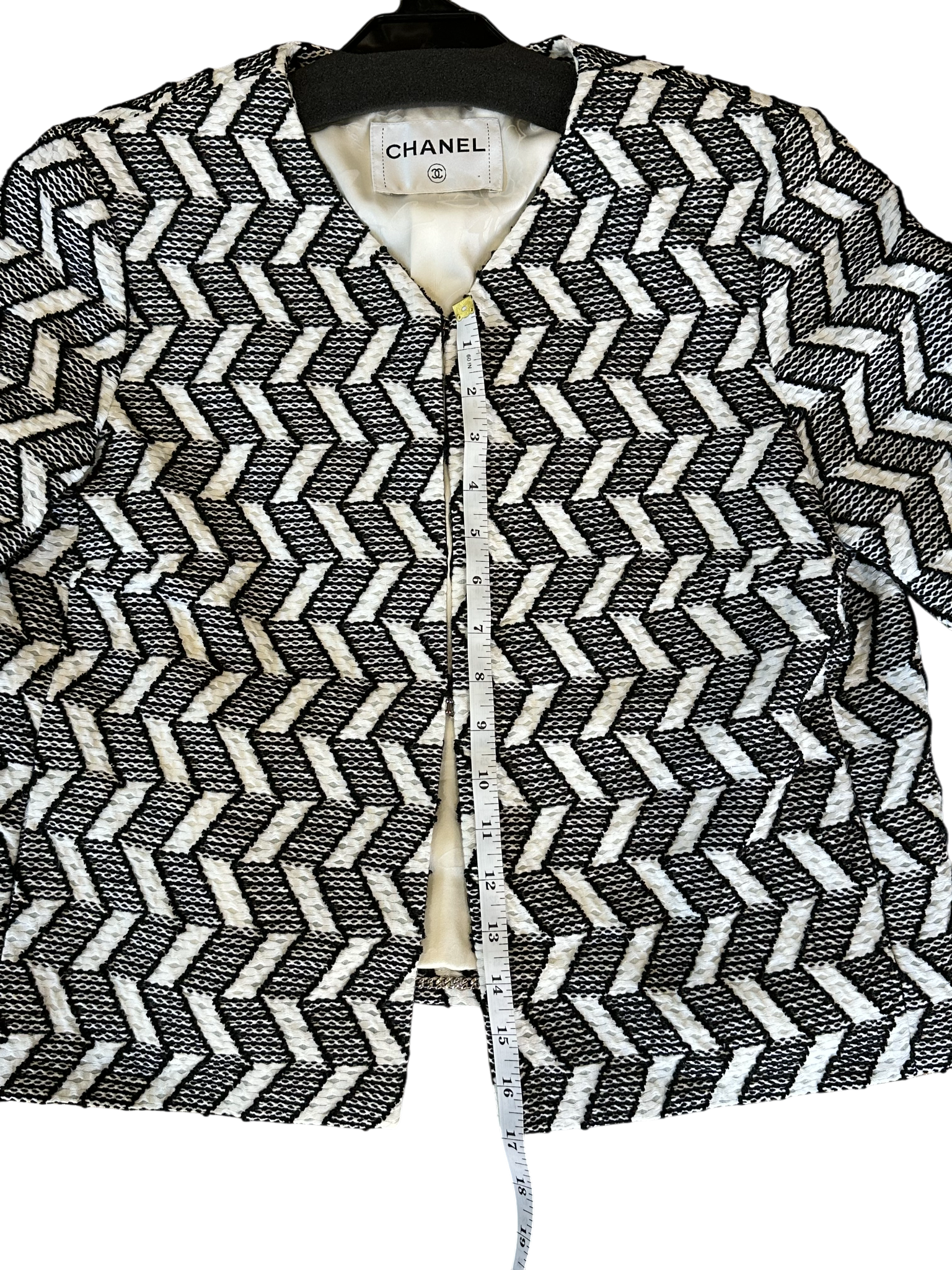 Chanel Black & White Geometric Tweed Evening Jacket