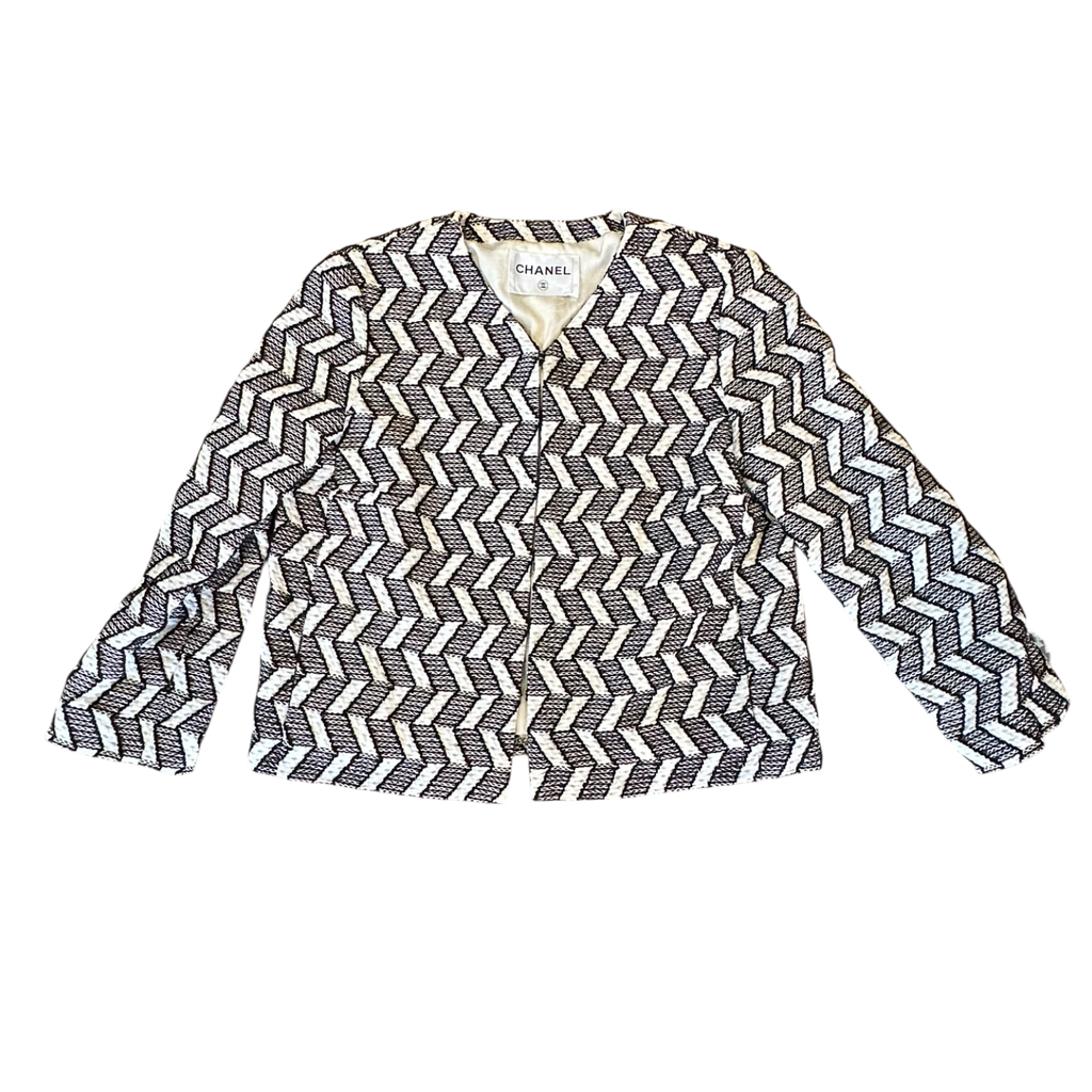 Chanel Black & White Geometric Tweed Evening Jacket
