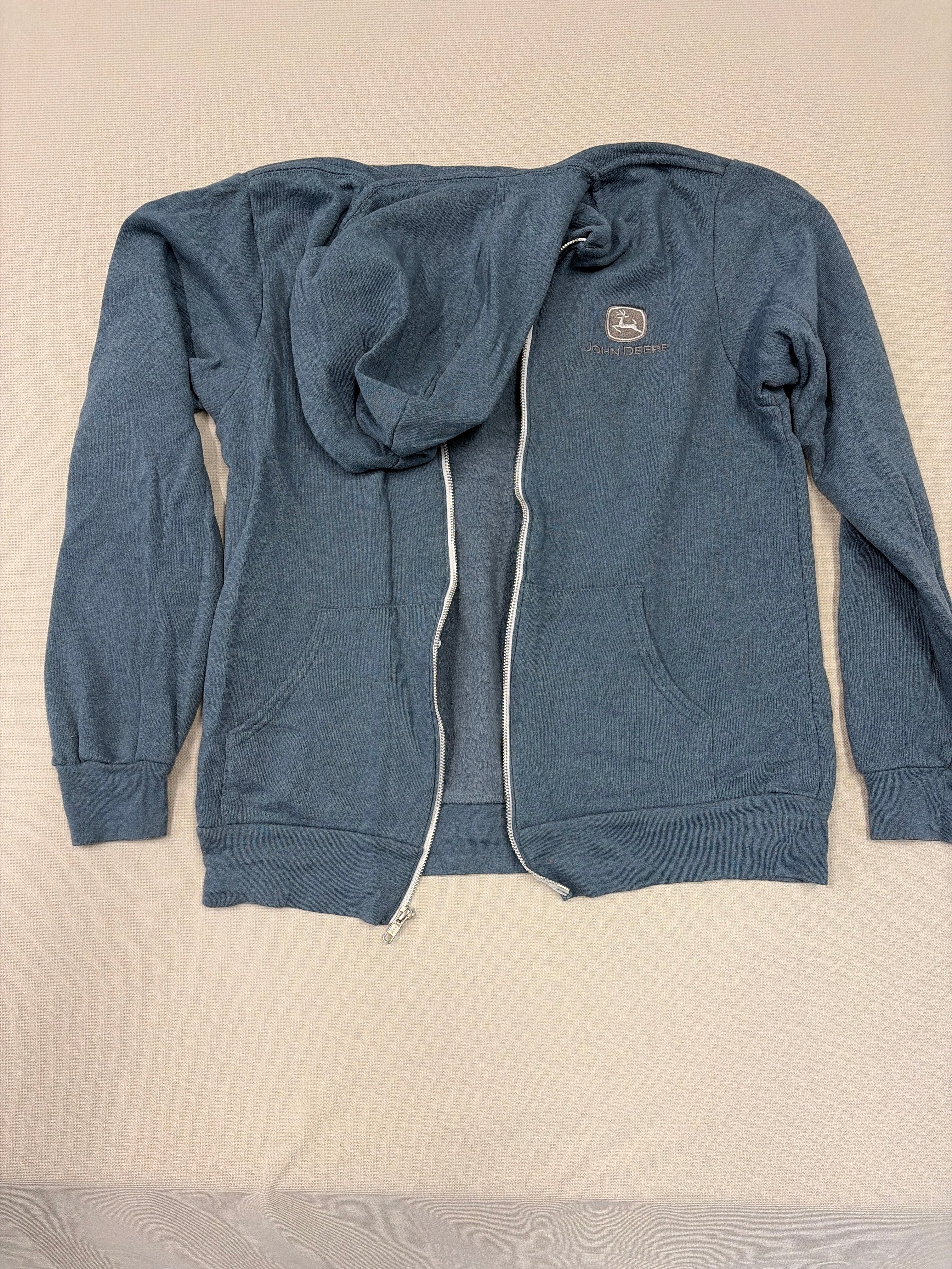Bella Canvas John Deere Zip Up Hoodie in Slate Blue - Size M