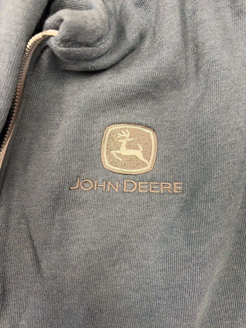 Bella Canvas John Deere Zip Up Hoodie in Slate Blue - Size M